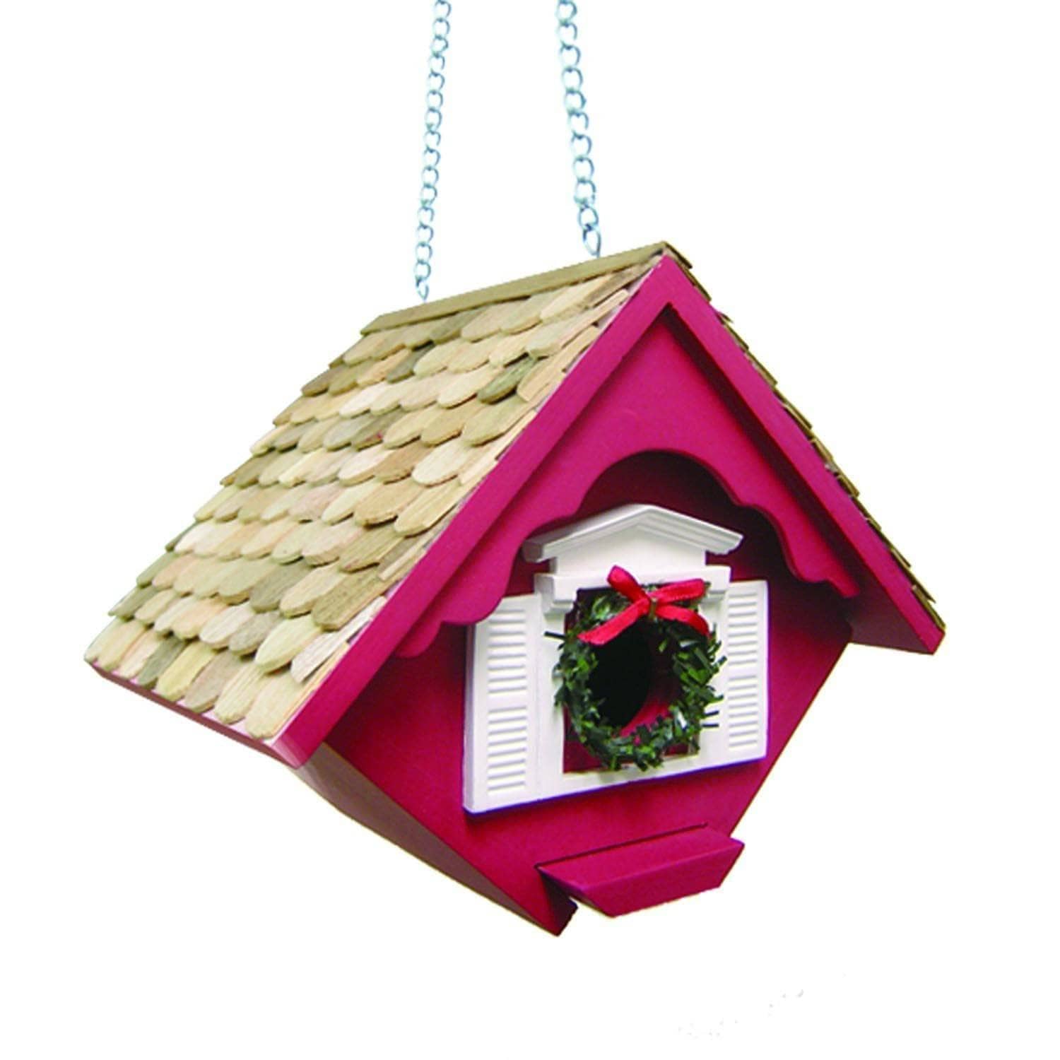 Handmade Christmas Wren Bird House - Natural Wooden Birdhouse for Outdoor Garden Decor - Perfect for Holiday Gifts & Backyard Bird Watching