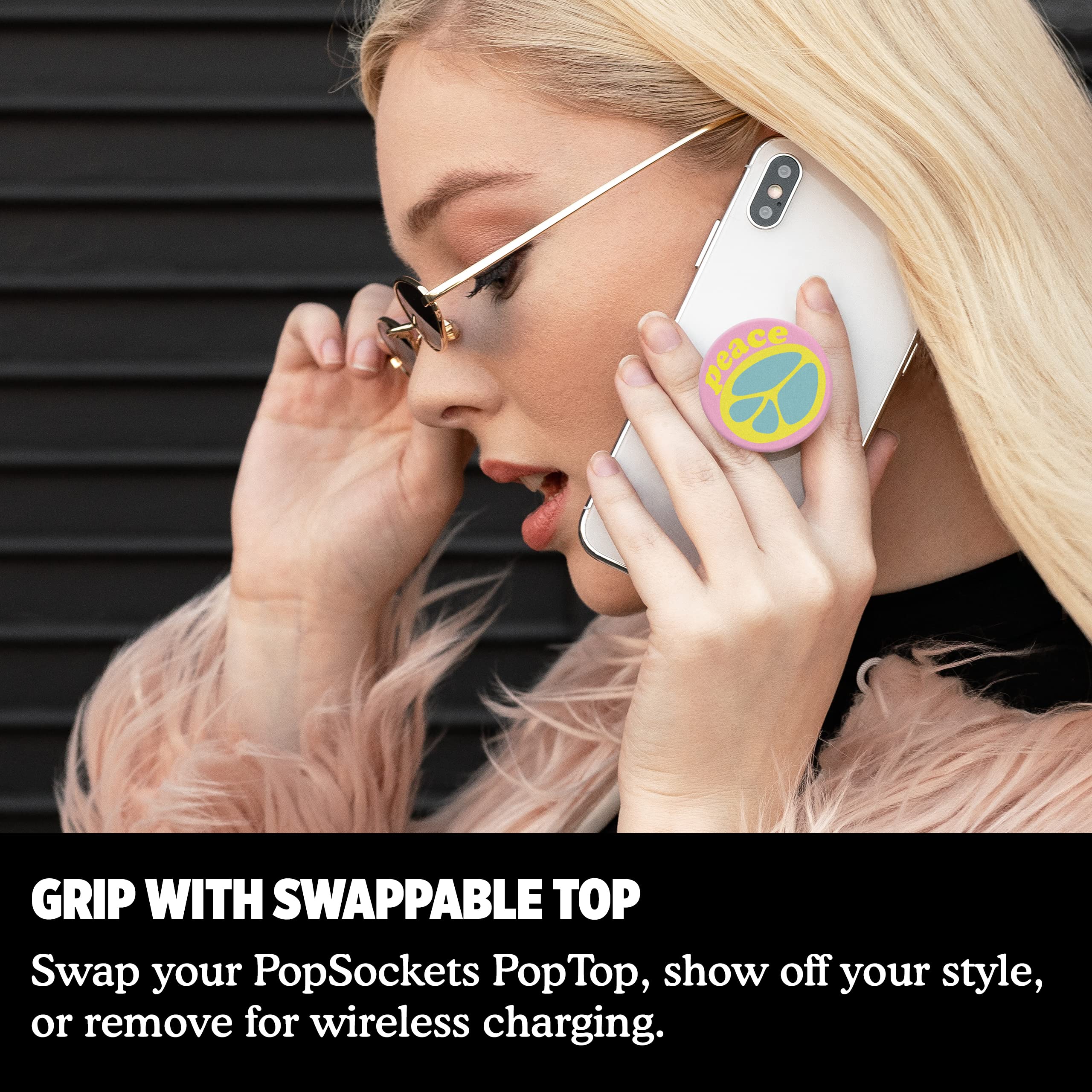 PopSockets Phone Grip with Expanding Kickstand - Peace Slice Design | Secure Phone Holder for iPhone & Android | Perfect for Selfies, Video Calls & Hands-Free Viewing