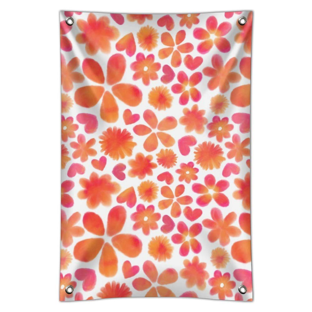 Watercolor Flowers and Hearts Pattern Sign - Elegant Home & Office Decor for Walls, Doors, and Business Spaces | Perfect for Living Rooms, Bedrooms, and Reception Areas