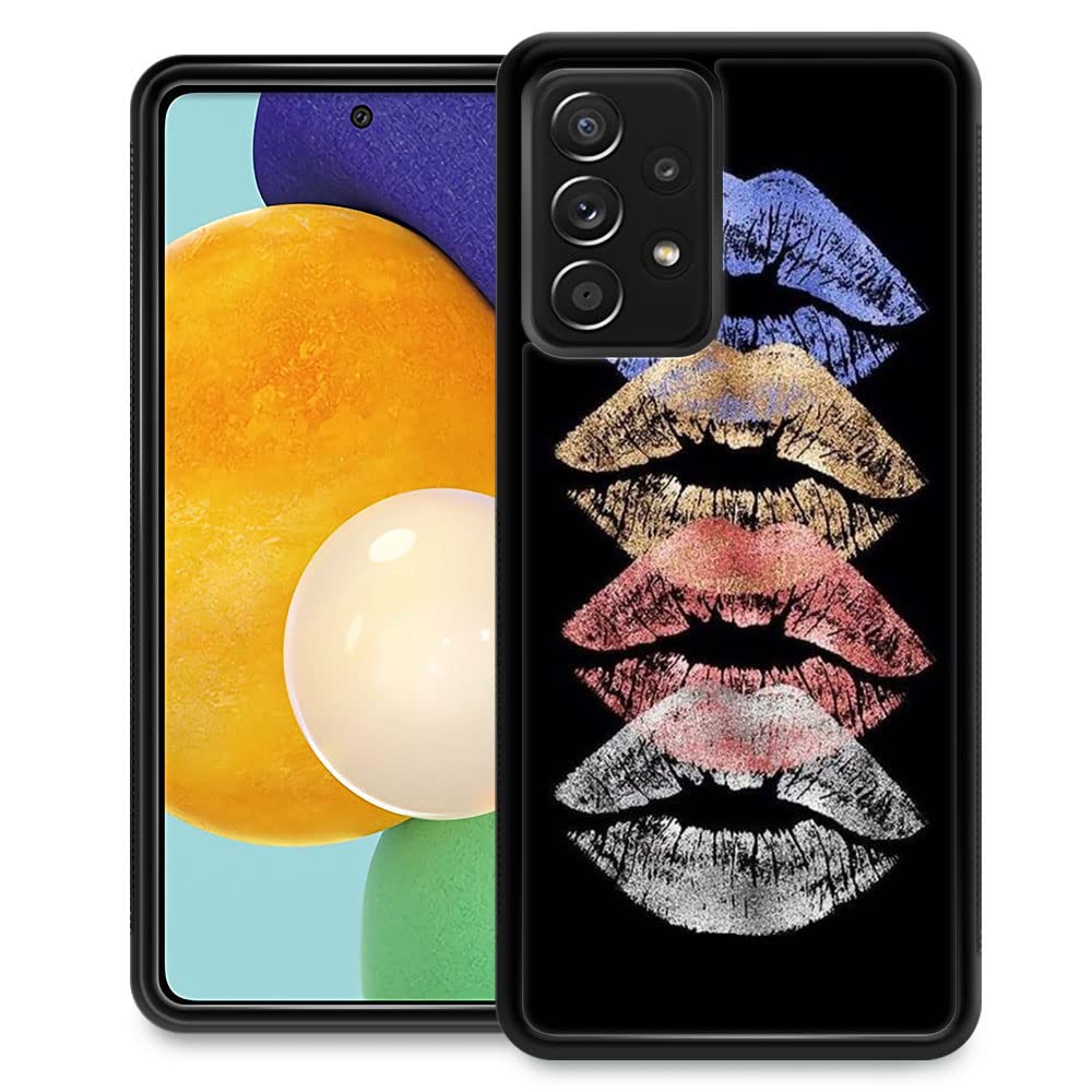**Samsung Galaxy A73 5G Case for Women - Colorful Lips Pattern, Shockproof Anti-Scratch Tempered Glass Cover, Compatible with 6.7-inch Samsung A73 | Stylish Protection for Daily Use & Travel**