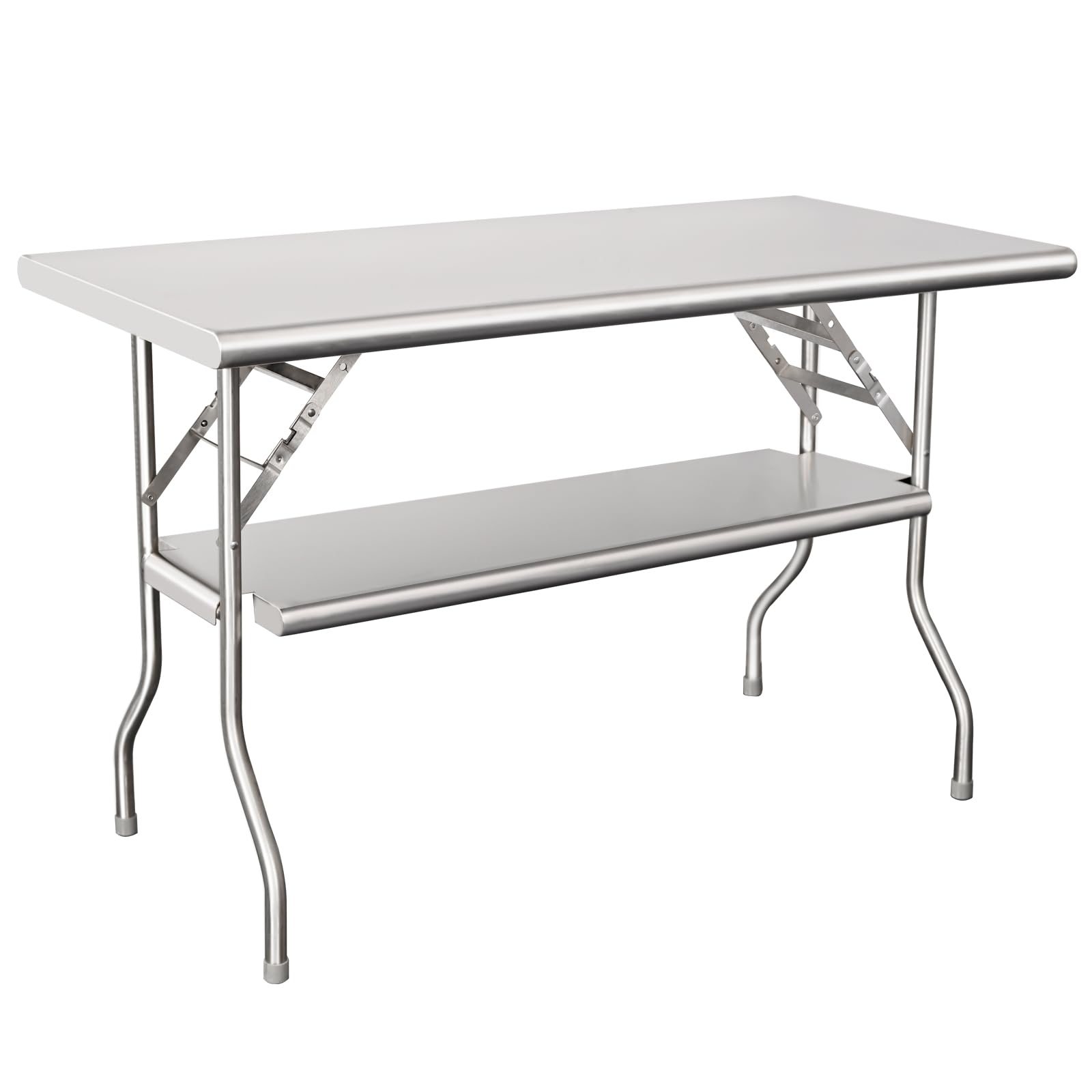 Premium NSF Certified 24x48 Inch Stainless Steel Folding Table with Adjustable Undershelf & Galvanized Legs - Commercial Grade Portable Prep Table for Restaurant Kitchen, Home, Hotel, Catering & Outdoor Events
