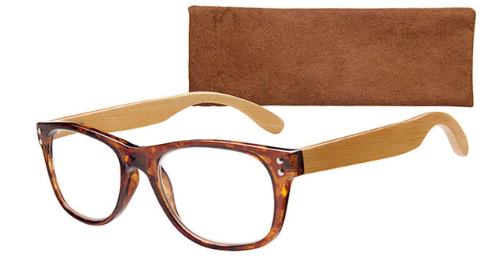 ICU Eco Argo Reading Glasses - Lightweight Blue Light Blocking Readers for Men & Women (Dark Brown) with Soft Protective Case - Perfect for Reading, Computer Work & Office Use