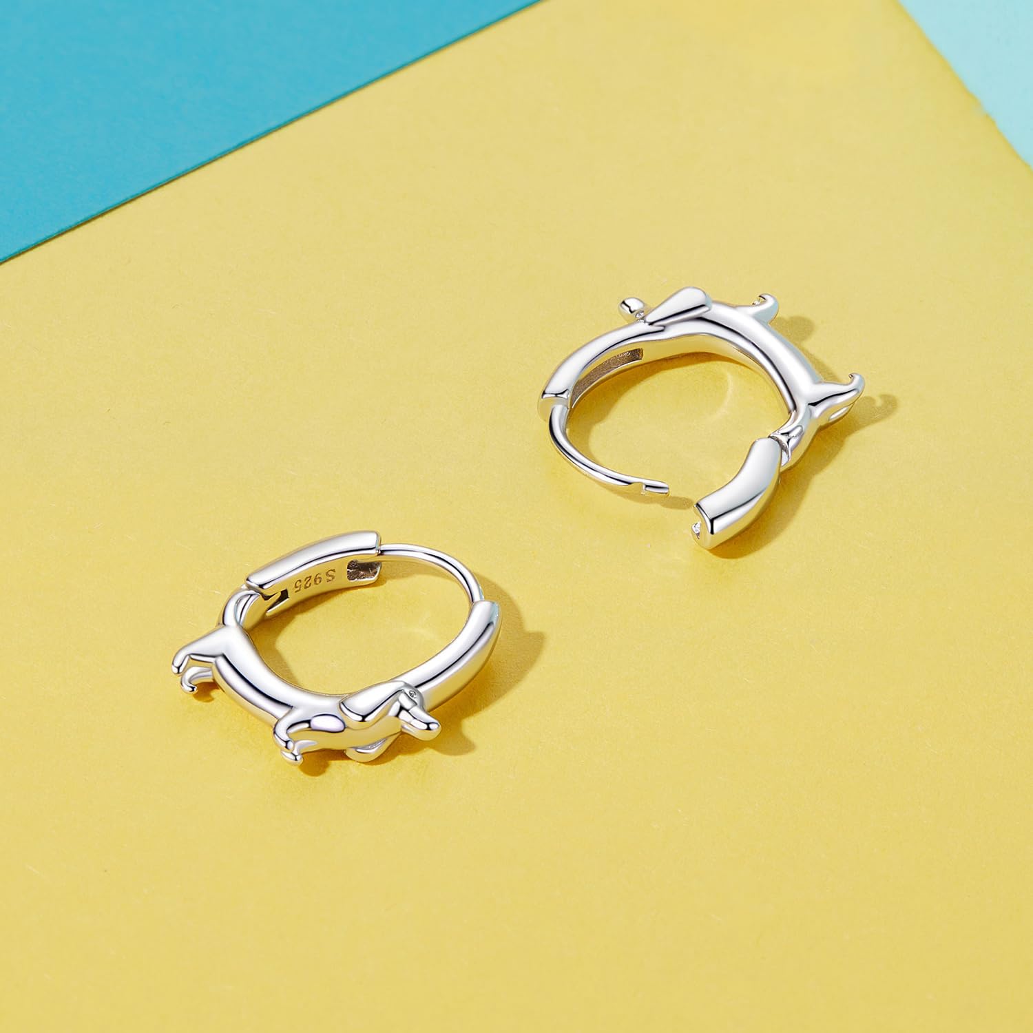 925 Sterling Silver Cute Animal Huggie Hoop Earrings - Panda, Dolphin, Cat & Dachshund Designs for Women & Girls | Hypoallergenic, Dainty & Lightweight Jewelry | Perfect Gift for Birthday, Anniversary & Everyday Wear