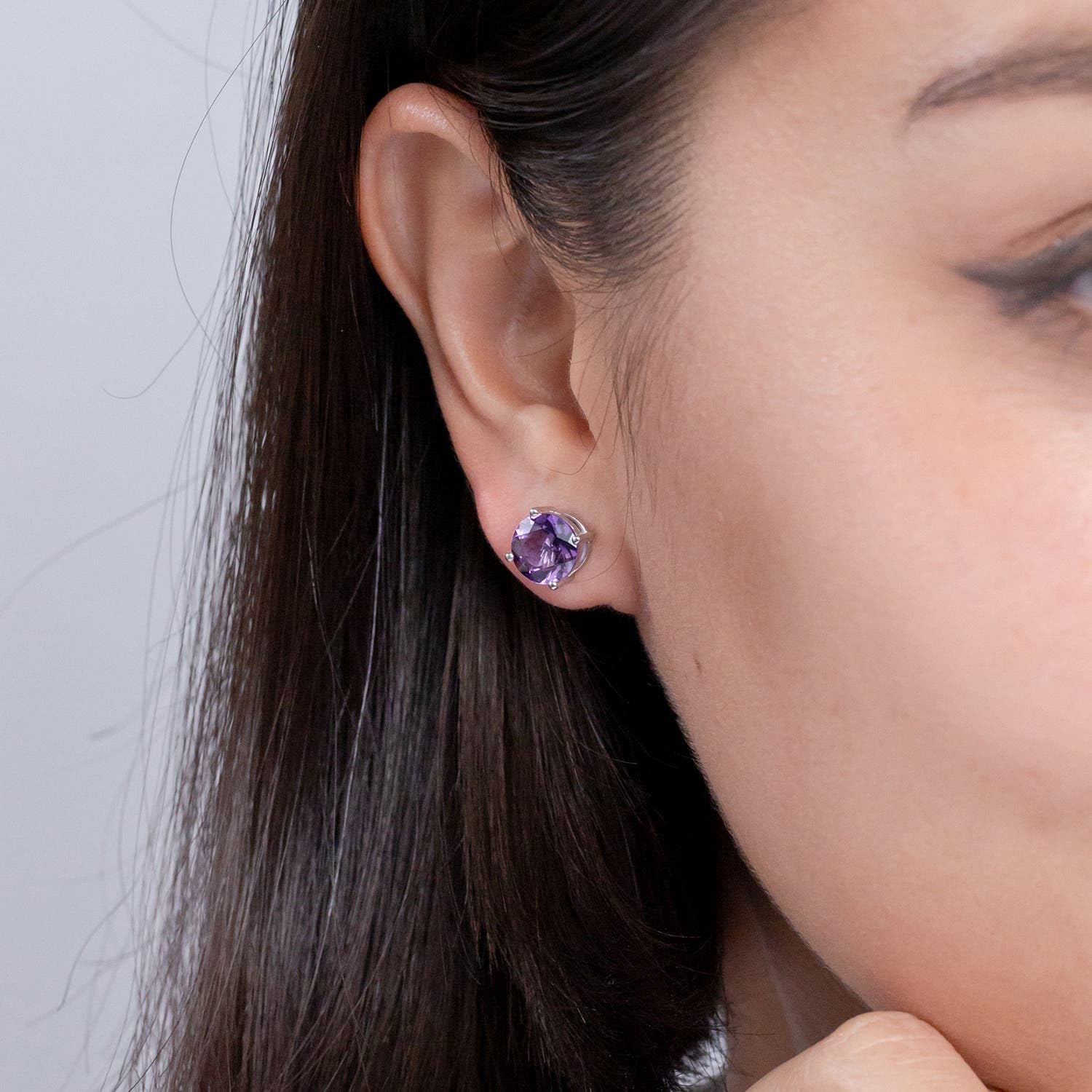 Natural Amethyst Stud Earrings in Sterling Silver, 14K Gold & Platinum | February Birthstone Jewelry for Women – Perfect for Birthdays, Anniversaries, Weddings & Special Occasions