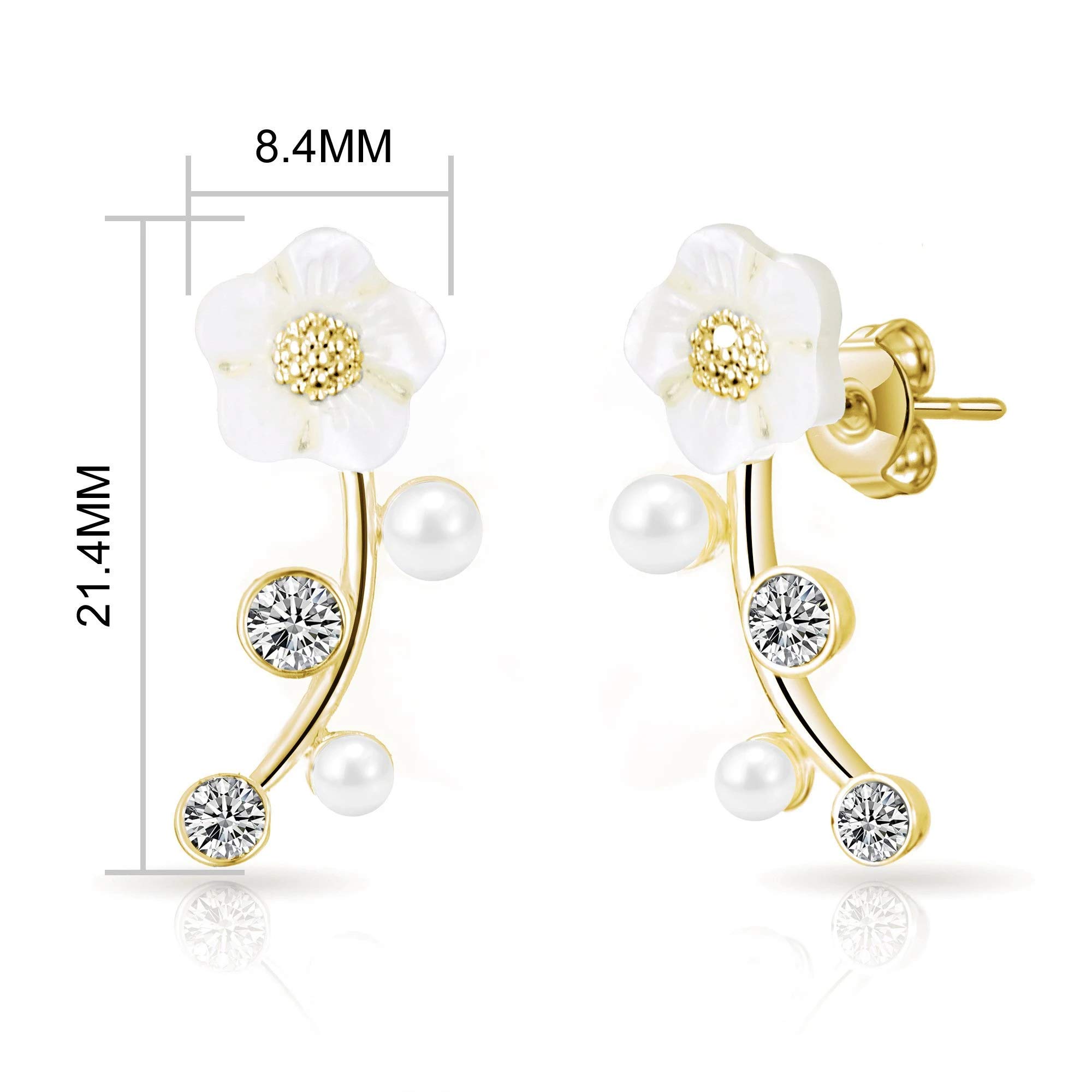 Gold Plated Daisy Earrings with Zirconia Crystals for Women - Elegant Party Jewelry