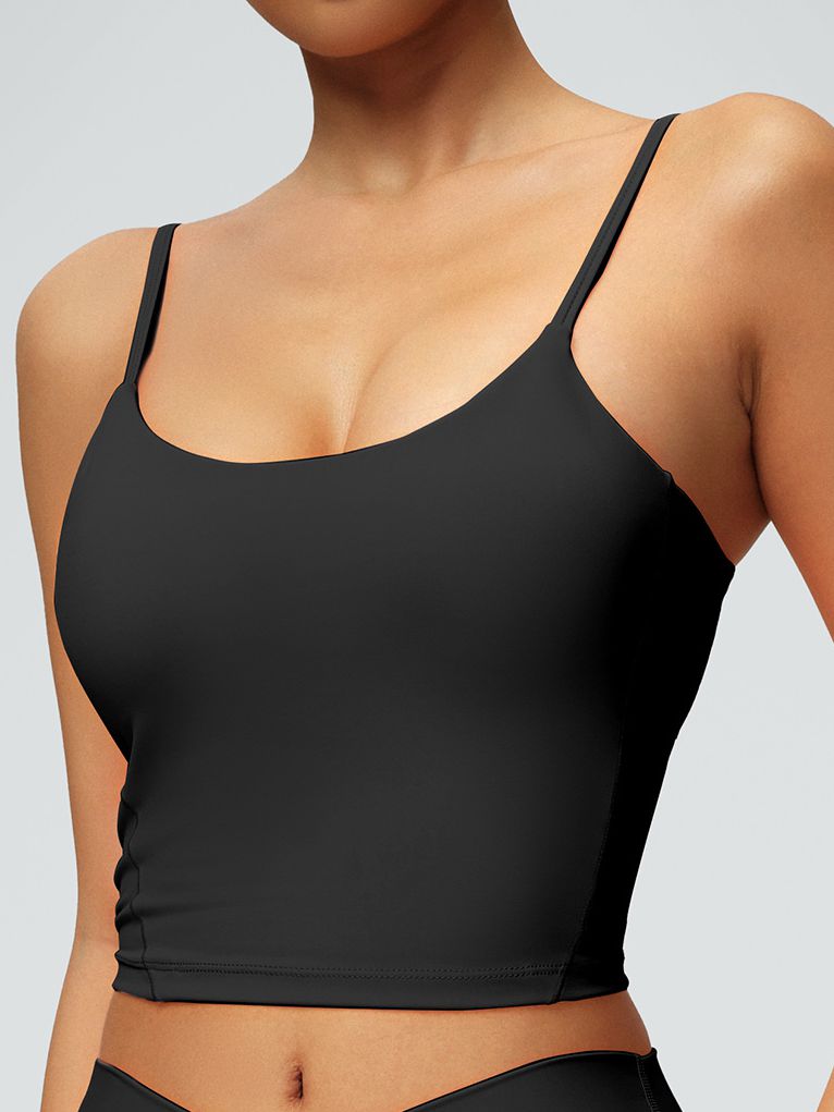 ZASUWA Women's U Neck Backless Adjustable Strap Solid Color Sports Bra - Perfect for Yoga, Gym & Running Workouts