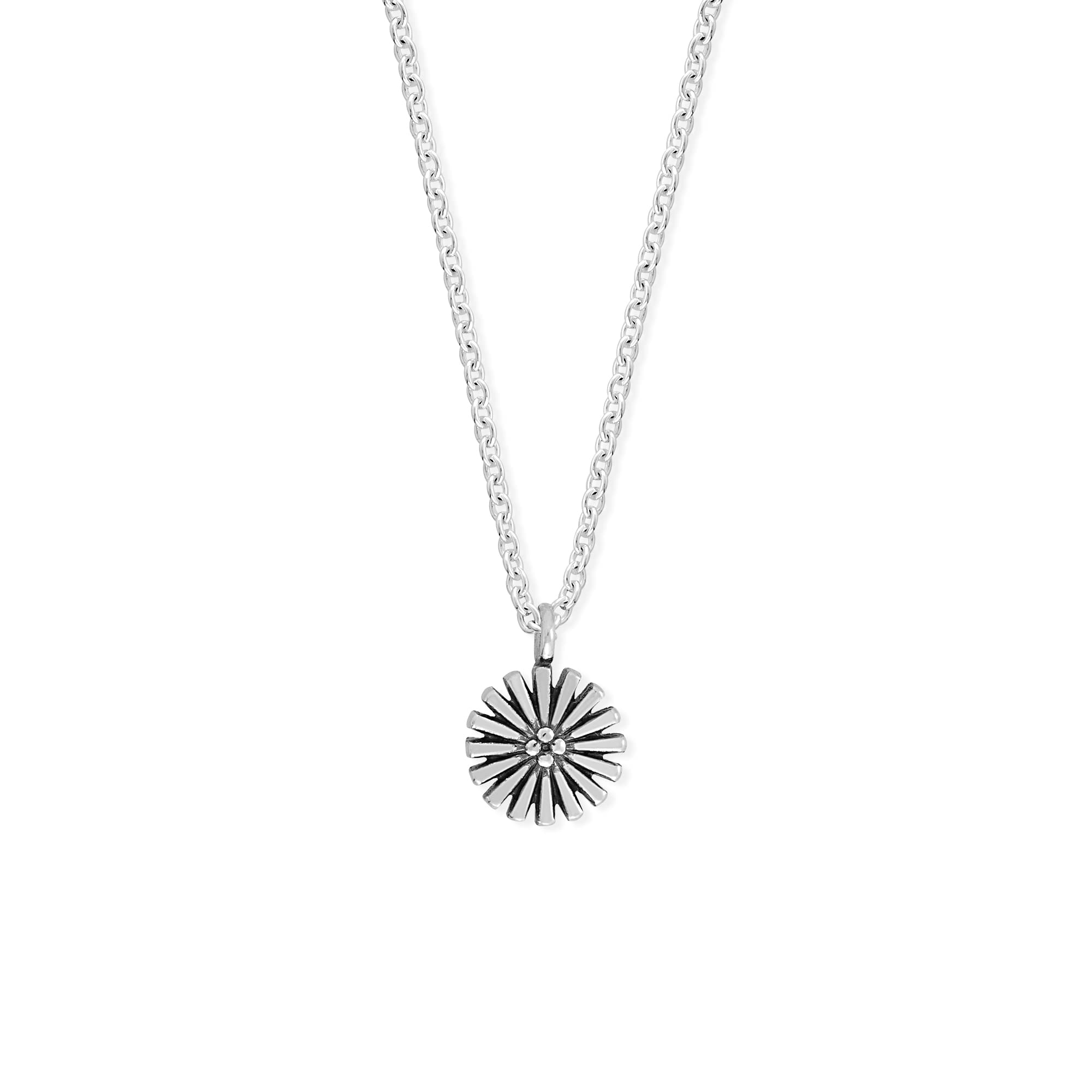 Sterling Silver Flower Pendant Necklace - 18