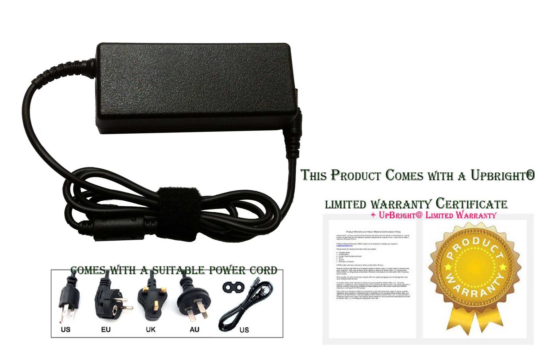 UpBright AC/DC Power Adapter for Vitek VT-EH Series DVR (VT-EH8/VT-EH16/VT-EH16/2T) - Replacement Charger Cord & Power Supply for Home/Office Security Surveillance Systems