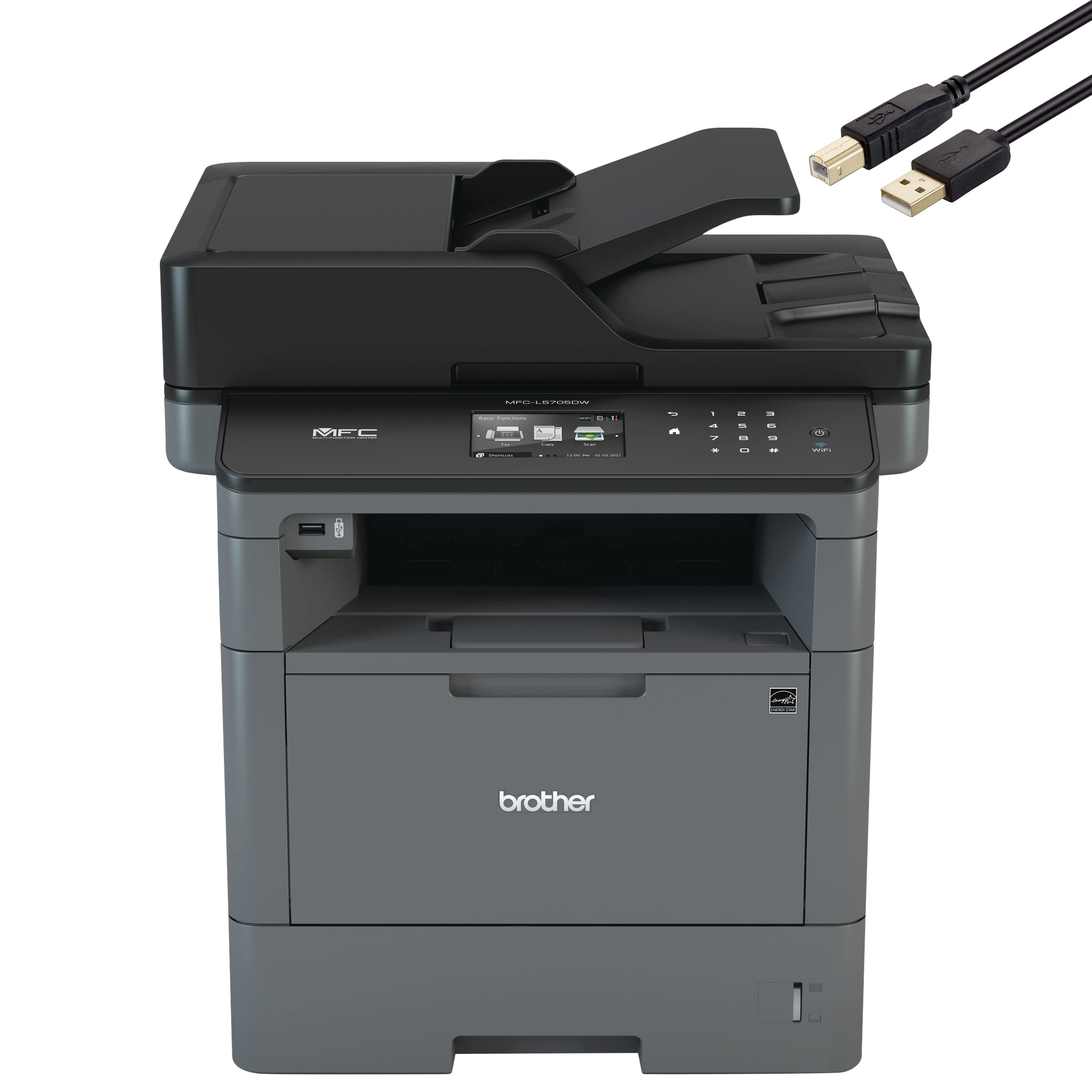 Brother MFC-L5705DW Wireless Monochrome Laser All-in-One Printer - Print, Copy, Scan, Fax | 42 ppm, 1200x1200 dpi, Auto Duplex, 50-Sheet ADF | Ideal for Home Office & Small Business Productivity