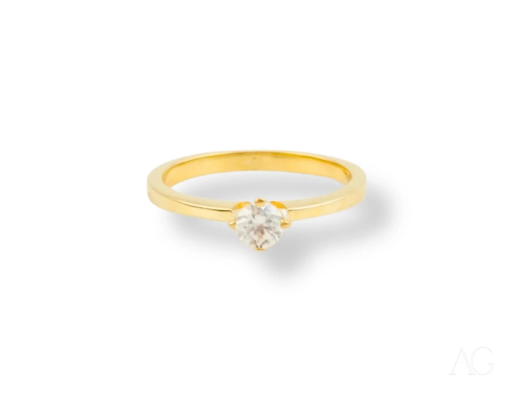 18K Yellow Gold CZ Solitaire Ring – Timeless Elegance for Engagement, Wedding & Anniversary Gifts – Perfect for Proposals & Special Occasions