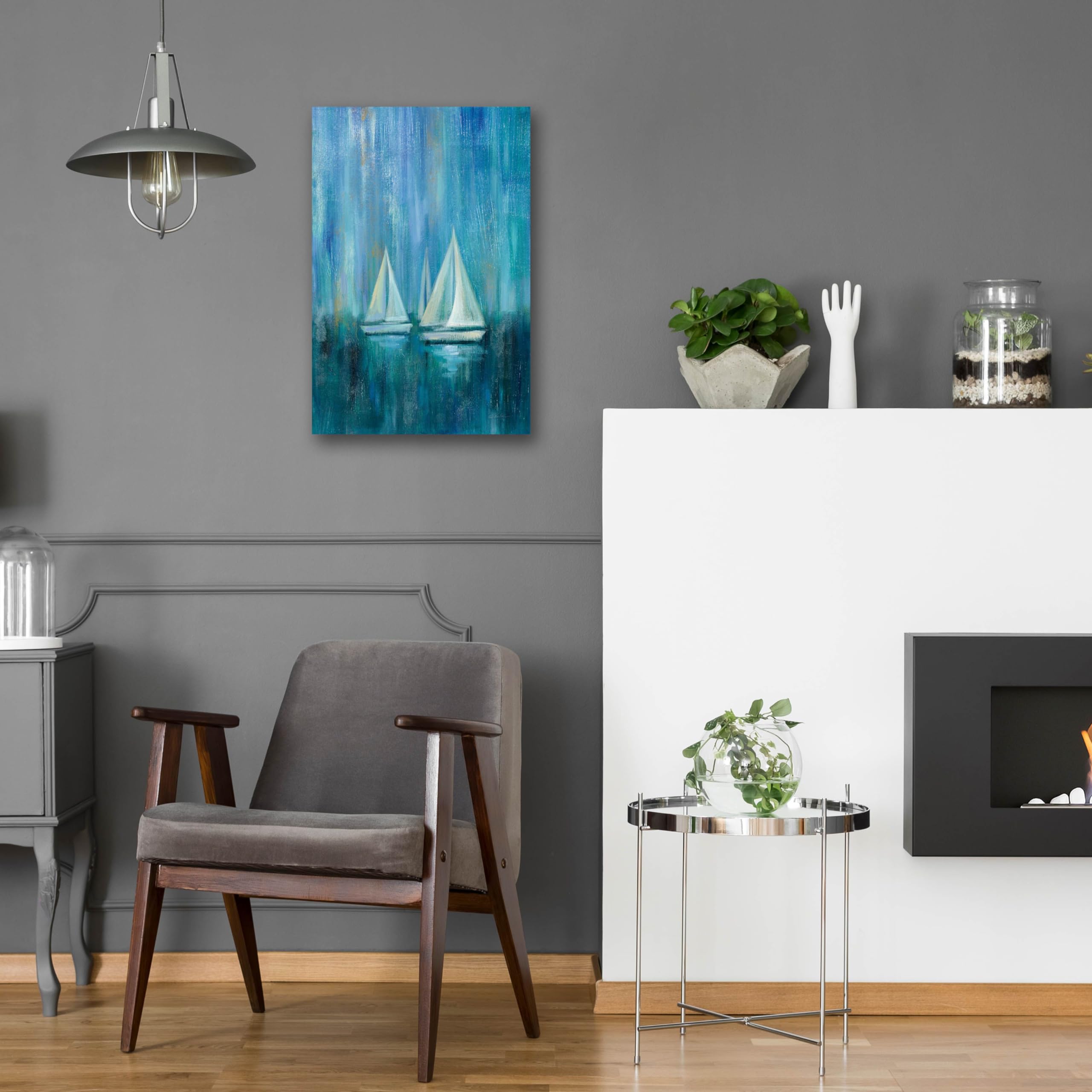 Epic Art 'Sailboat Simplicity II' by Silvia Vassileva - 16x24 Inch Acrylic Glass Wall Decor - Modern Nautical Painting for Living Room, Bedroom & Office