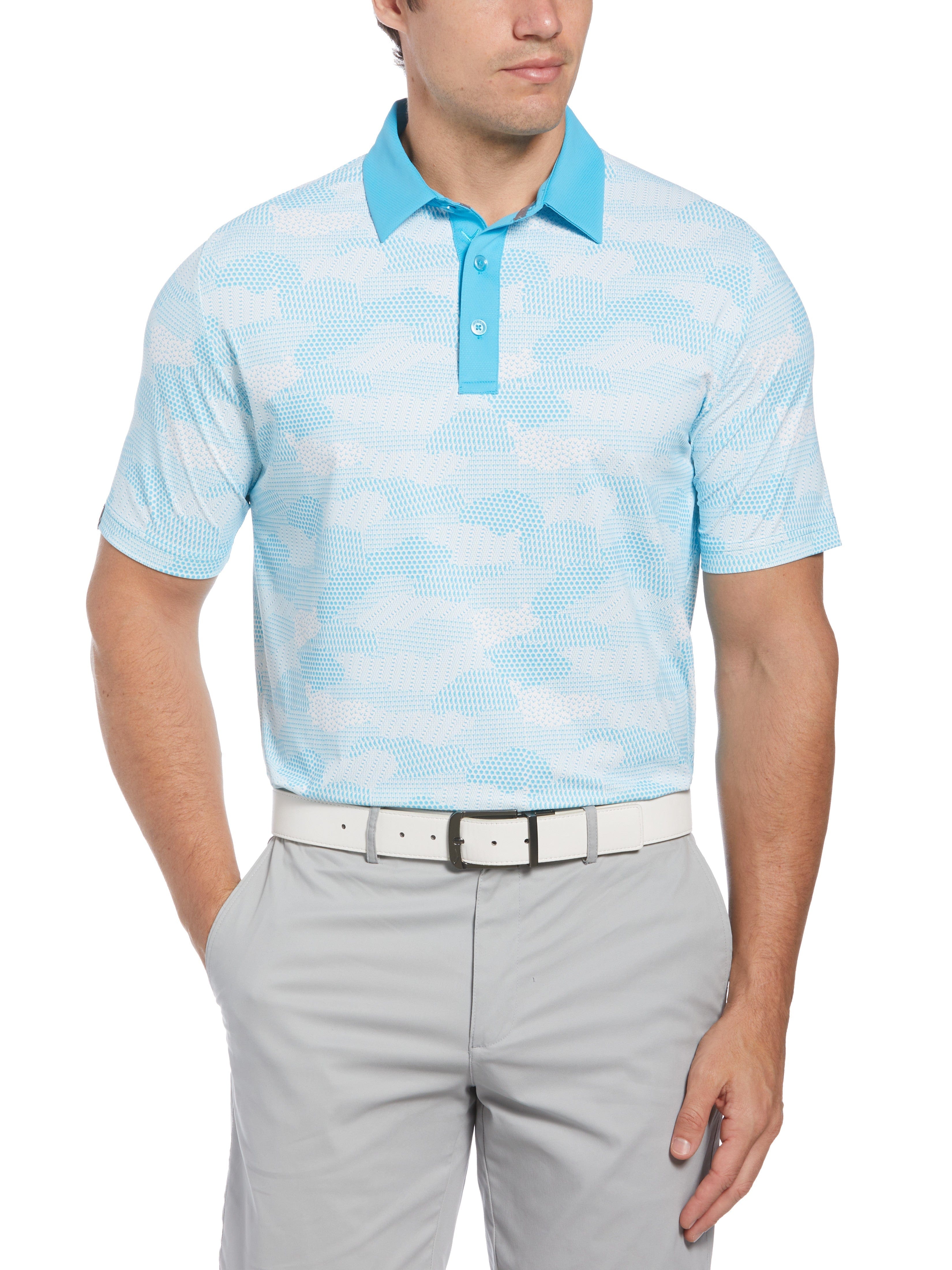 Men's Stylish Cluster Print Golf Polo Shirt - Breathable & Comfortable for Golfing, Casual Wear & Outdoor Activities
