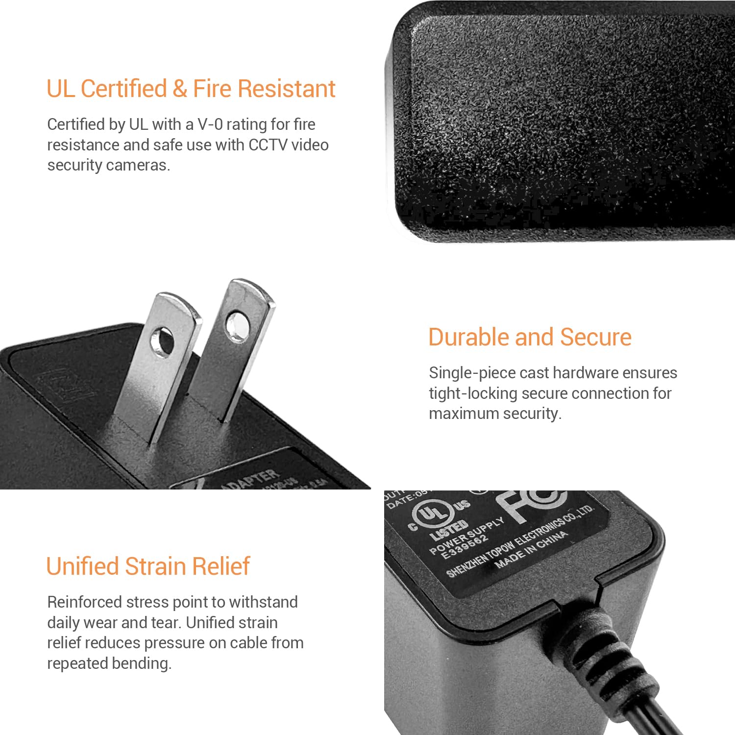 UL Certified 12V 1A Power Adapter for Security Cameras - 2-Pack AC/DC 100V-240V Power Supply with 2.1x5.5mm Connector - Compatible with Lorex, Night Owl, Swann, ZOSI, Reolink & Annke IP/BNC Cameras - Ideal for Home Surveillance, Business Security & Outdoor Monitoring Systems