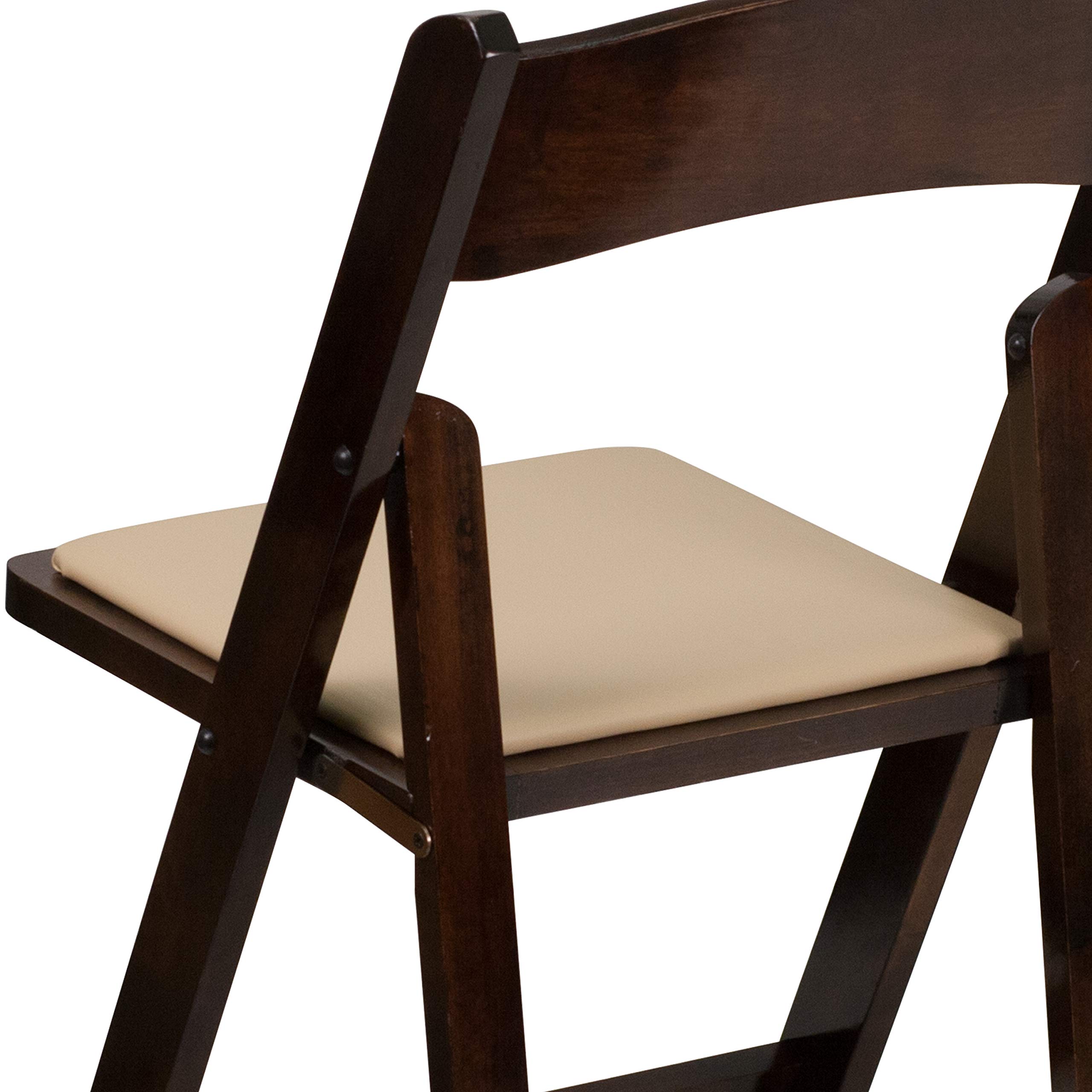 2 Pack Folding Chairs with Vinyl Padded Seat - Solid Fruitwood Frame for Indoor/Outdoor Use - Perfect for Patio, Garden, Picnic, Camping & Home Decor