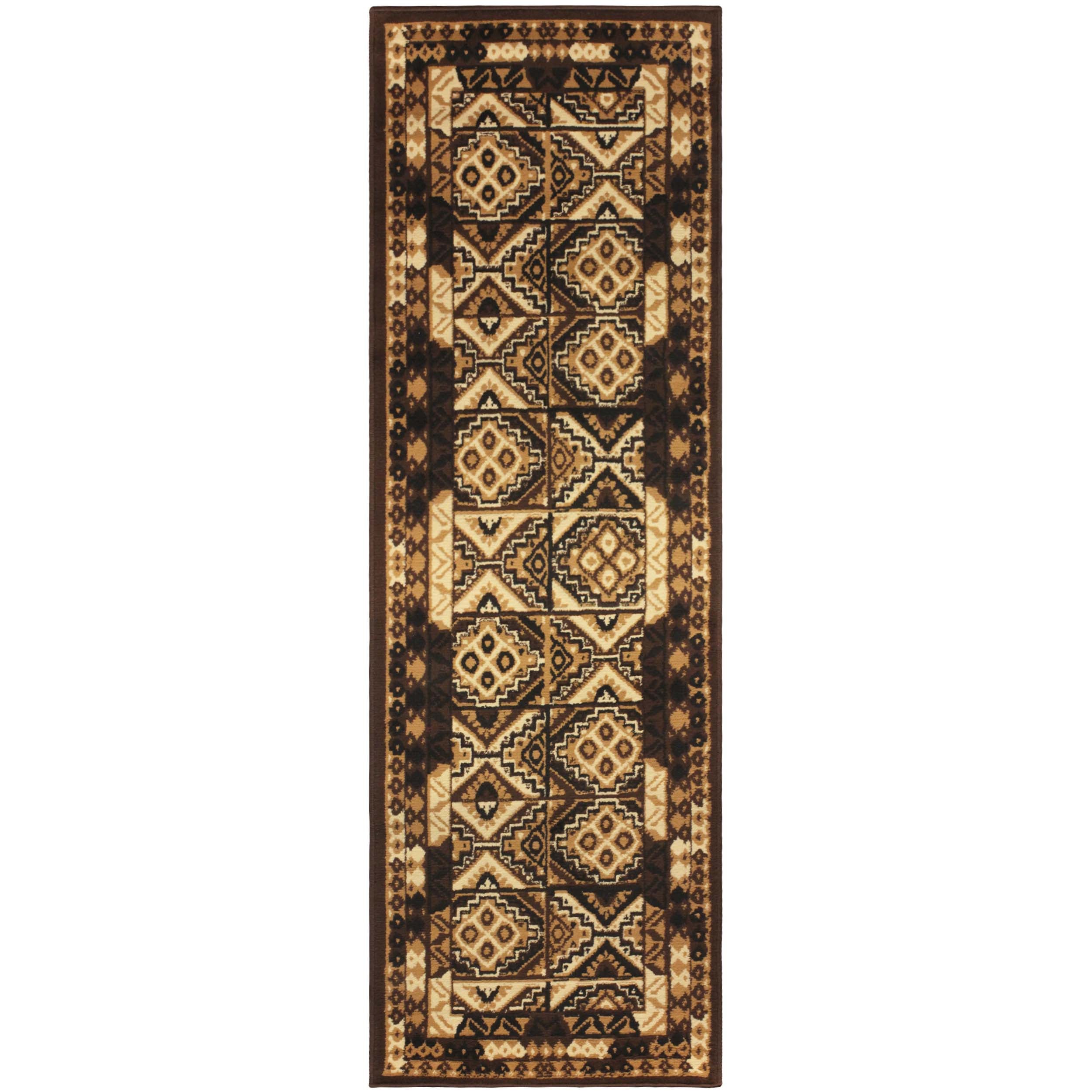 Modern Geometric Mosaic Indoor Area Rugs & Runner Rugs - Non-Slip Soft Living Room Carpet for Bedroom, Dining Room, and Hallway Decor