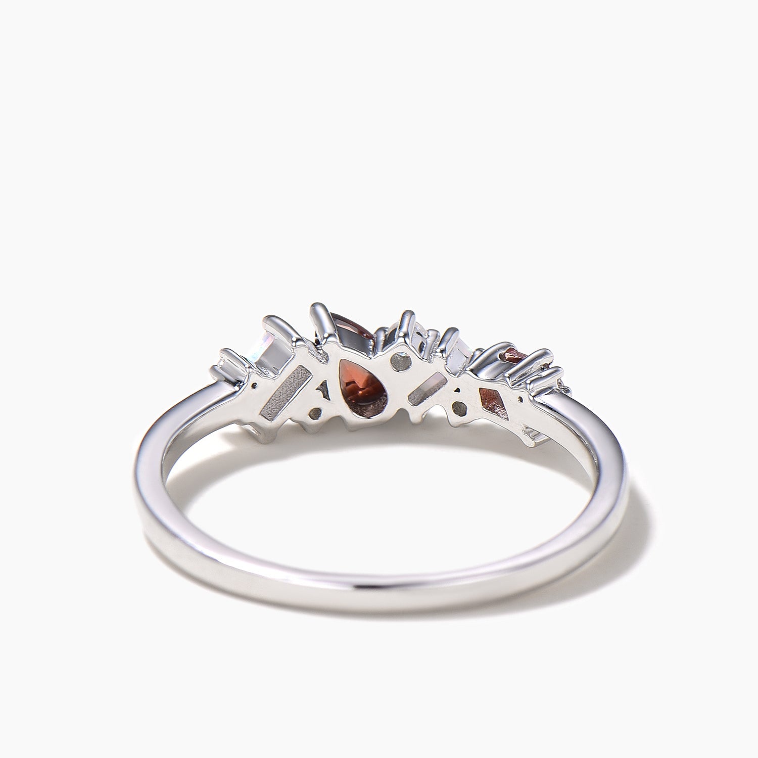 Pear Cut Garnet Cluster Wedding Band - Mixed Cut Opal & Diamond Dainty Ring for Women | Elegant Bridal Jewelry, Anniversary Gift, Engagement Ring Alternative