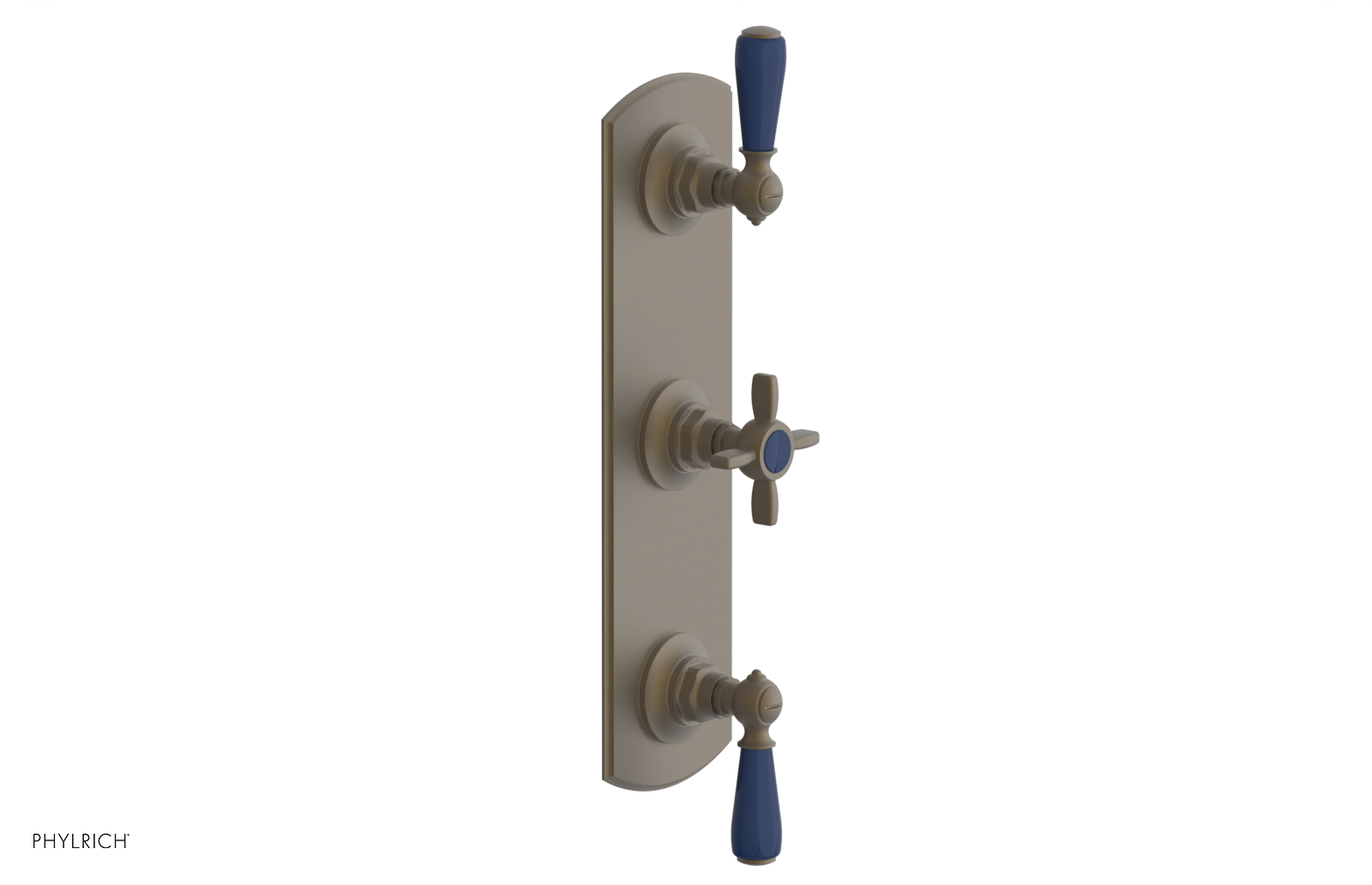 Jamestown Thermostatic Shower Valve with Dual Volume Control - Navy Blue Accents (Model 4-740) for Modern Bathroom & Spa Experience