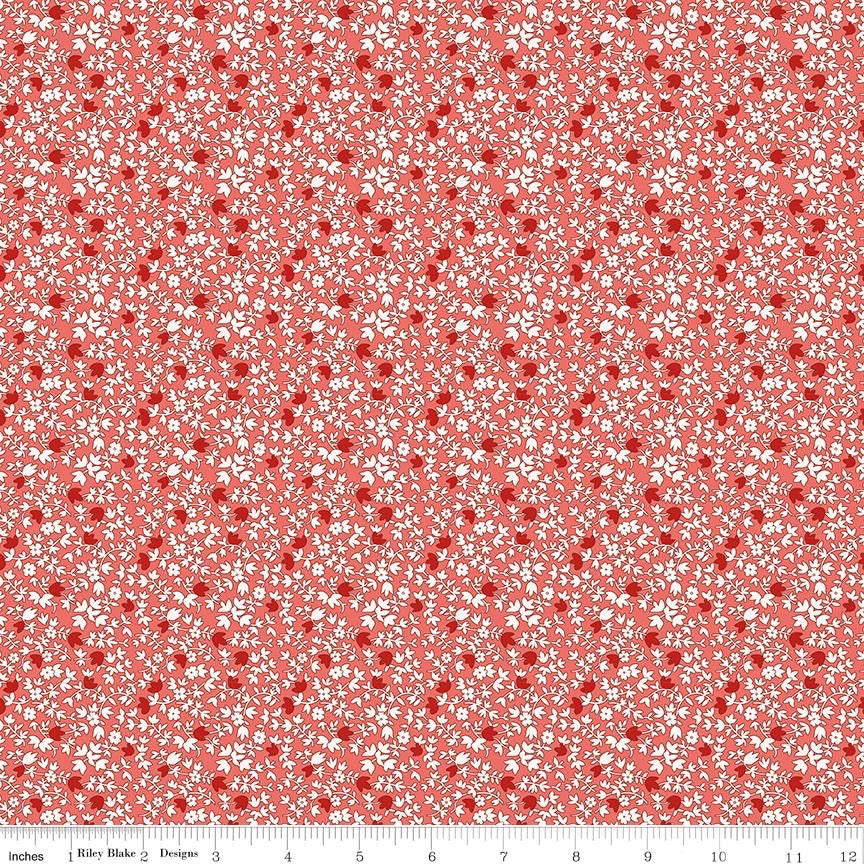 Riley Blake Designs Basin Feedsacks Fabric - C12282 Vines Red Floral Print for Quilting, Home Decor & DIY Sewing Projects