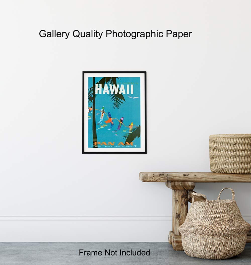 Hawaii Travel Poster Wall Art Print - Tropical Hawaiian Home Decor for Beach House, Bedroom, Bathroom & Living Room - Perfect Gift Idea - 8x10 Unframed Photo - Ideal for Vacation Vibes, Coastal Decor & Tropical Theme Rooms