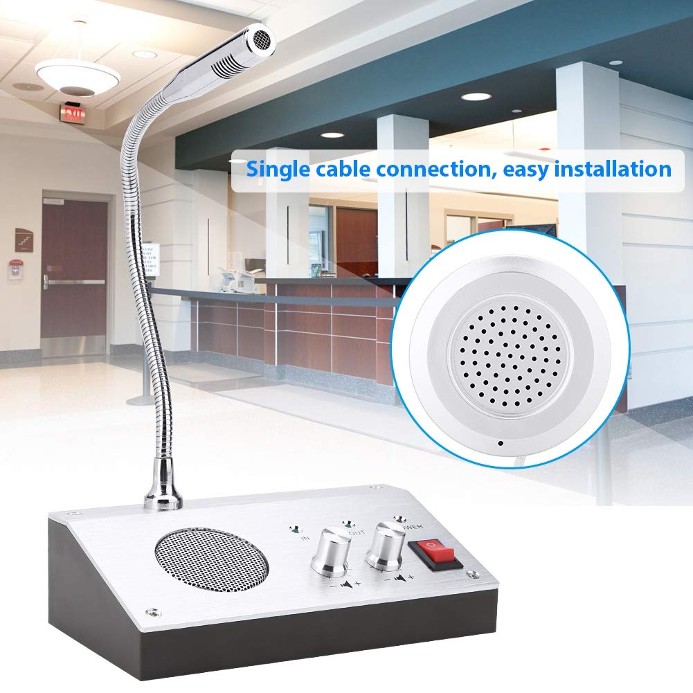 Dual-Way Intercom Microphone with Noise Cancellation for Clear Communication - Ideal for Banks, Offices, Stores & Train Stations - Window Counter Speaker System with Walkie-Talkie Function (US Stock)