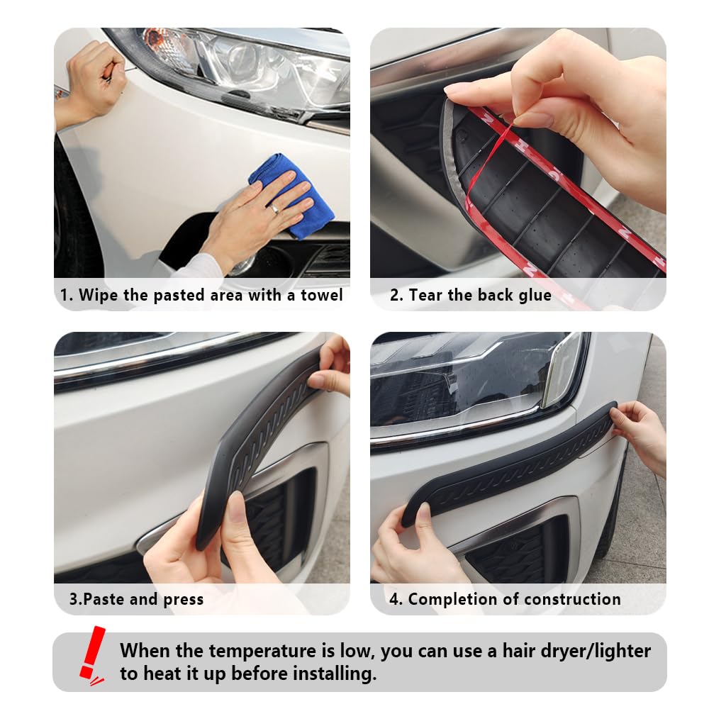 2PCS Universal Rubber Car Bumper Guards - Anti-Collision & Anti-Scratch Rear Bumper Protector Strips for Cars, Trucks, SUVs (Black) | Durable Exterior Accessories for Parking Protection & Vehicle Safety