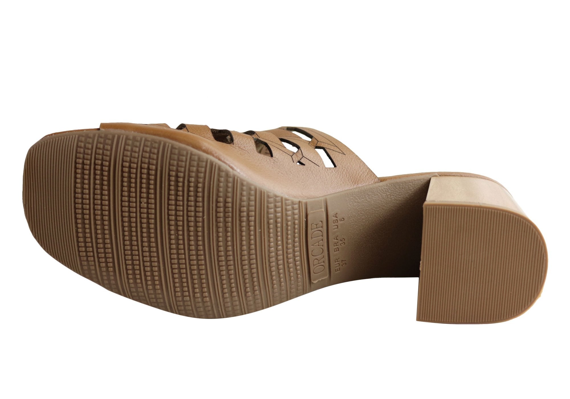 Orcade Raelene Women's Leather Mid Heel Slide Sandals - Comfortable & Stylish Brazilian Made Shoes for Casual Outings & Summer Wear