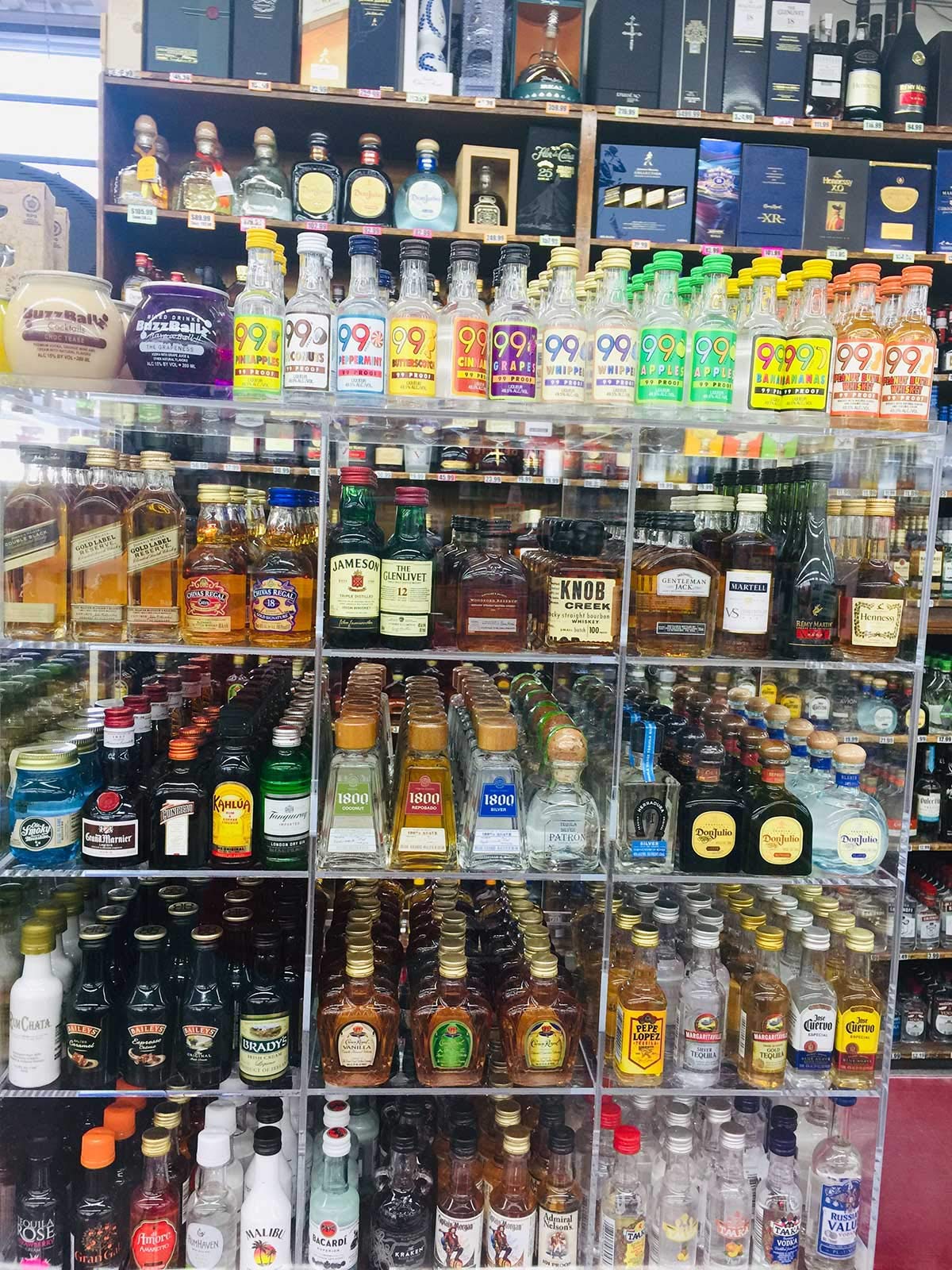 Commercial Retail Display Rack for 50ml Mini Liquor Sampler Bottles & Airplane Shots - 12-Section POS Organizer for Bars, Restaurants, and Retail Stores