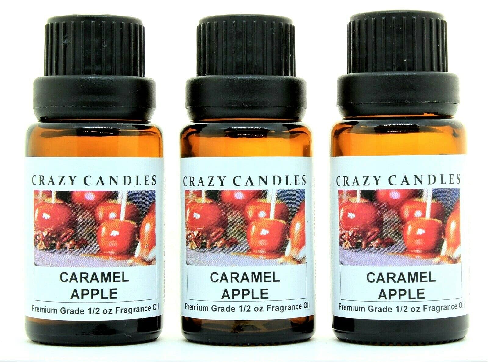 Premium Caramel Apple Scented Fragrance Oil - 3 Pack (1/2 Fl Oz/15ml Each) - Perfect for Candles, Soaps, Diffusers & Home Fragrance
