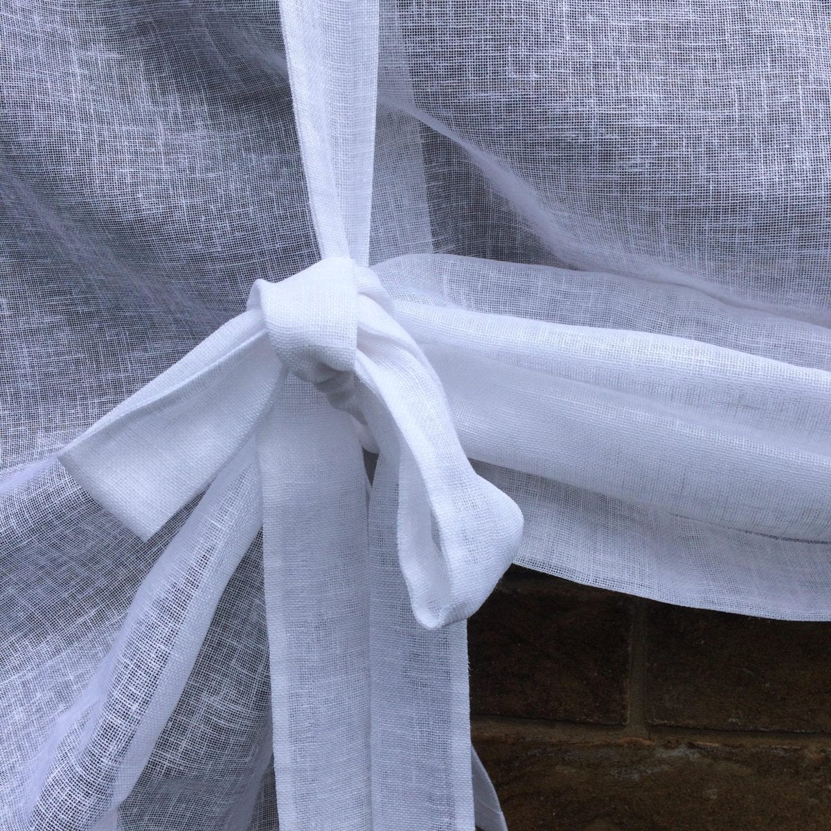 French Monogram White Linen Valance Curtain - Elegant Window Treatment for Bedroom, Living Room & Dining Room Decor