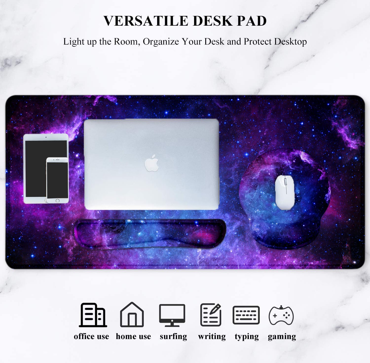 Premium Ergonomic Mouse Pad with Wrist Rest - Extra Large Gaming Desk Mat & Keyboard Pad Set (4-in-1) for Comfortable PC Work & Gaming - Perfect for Home Office, Computer Workstation & Esports Setup