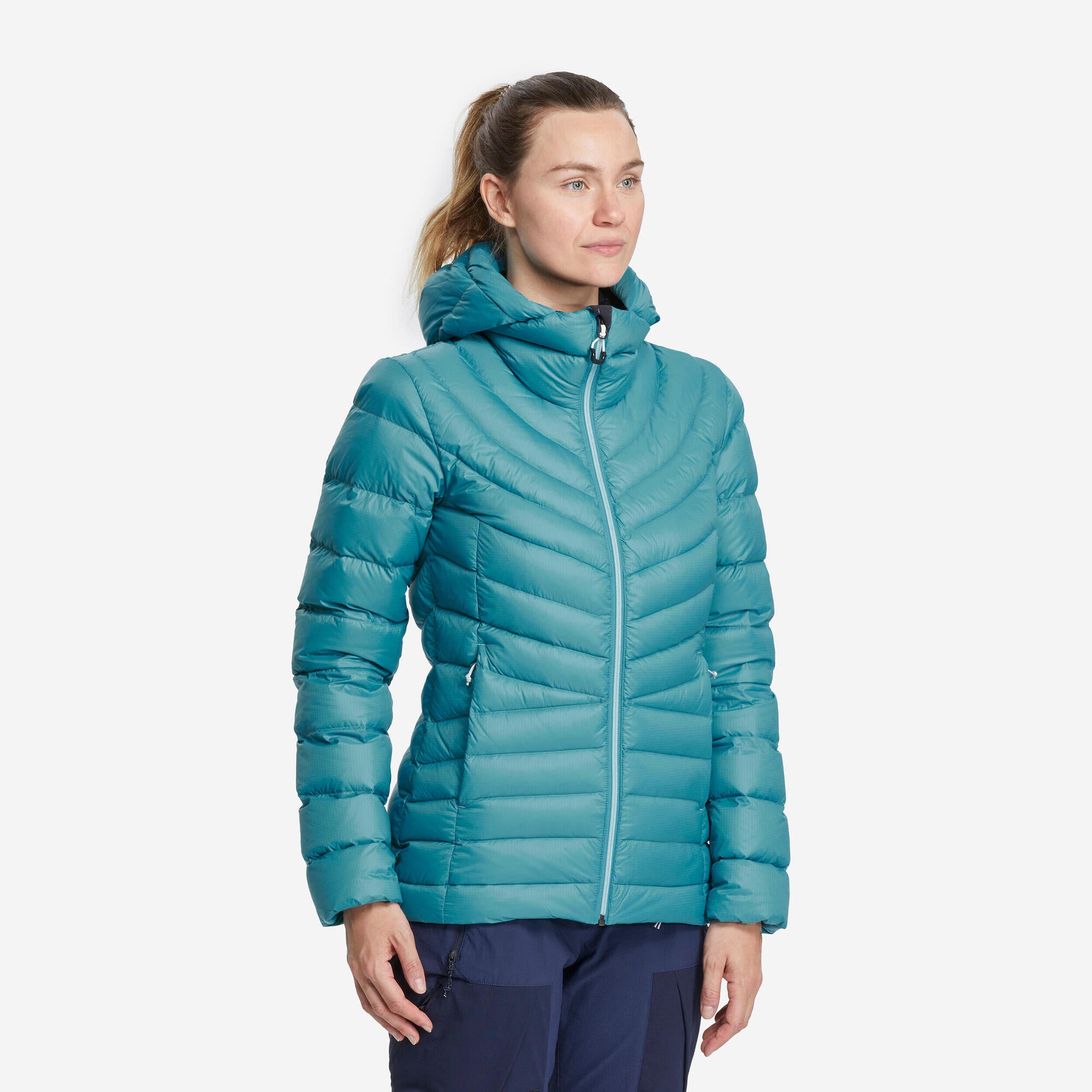 Forclaz Women's MT500 Hooded Down Puffer Jacket - Lightweight Winter Coat, Waterproof Windproof Insulated Jacket for Hiking, Skiing & Outdoor Activities