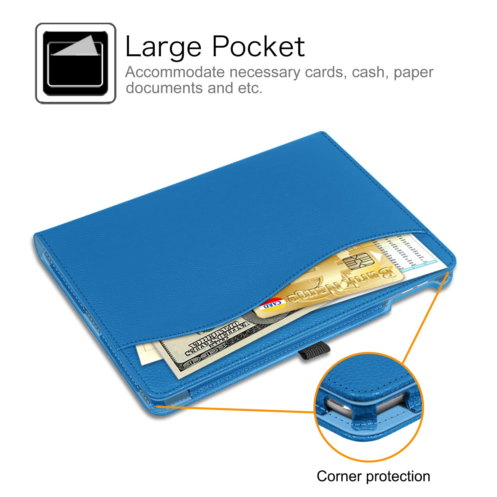 Fintie Protective Case for iPad 6th/5th Generation (2018/2017 Model) & iPad Air 2/Air 1 - 9.7 Inch Shockproof Cover with Corner Protection, Multi-Angle Stand & Storage Pocket - Royal Blue - Perfect for Work, School & Travel