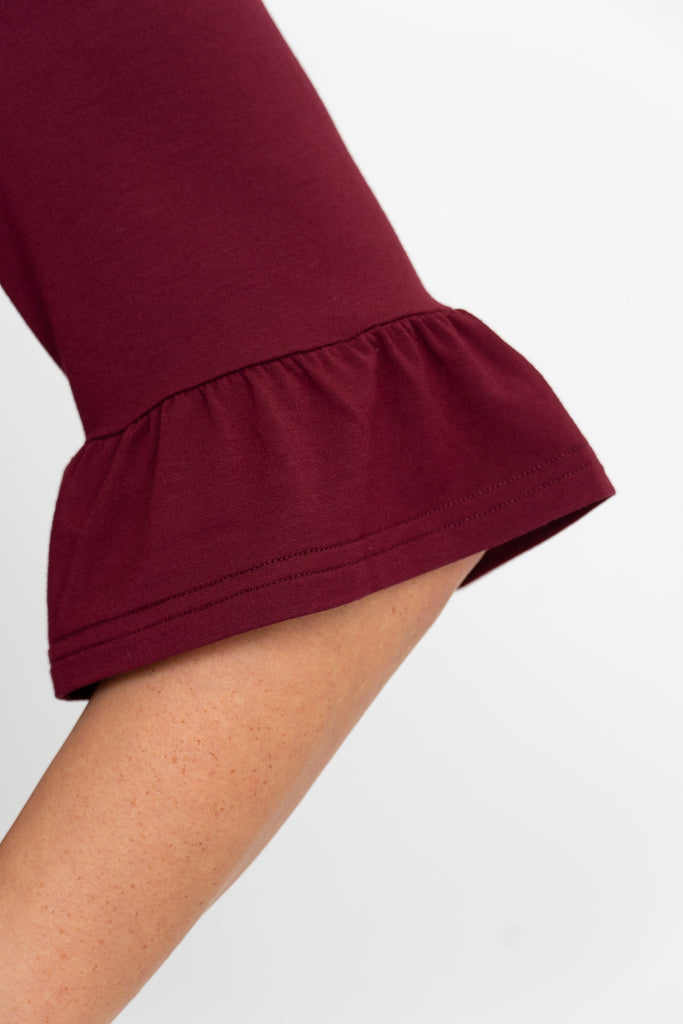 Bernadette Women's Burgundy Bamboo Dress - Elegant & Comfortable for Casual Wear, Office, and Special Occasions
