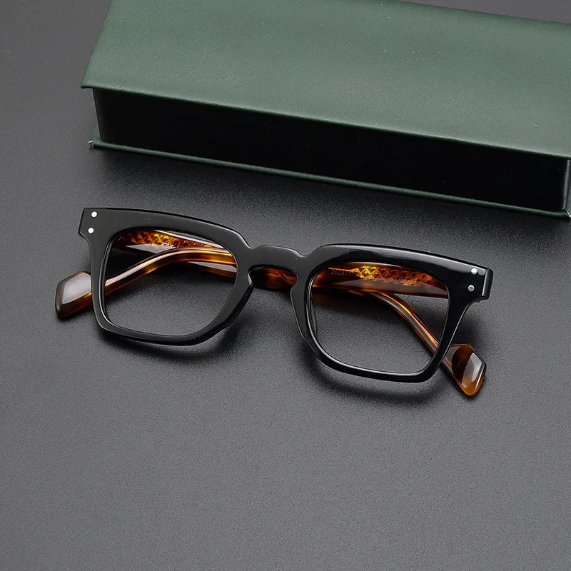CCspace Unisex Full Rim Square Cat Eye Acetate Eyeglasses Frame 57400 - Trendy Retro Style for Men & Women - Perfect for Office, Reading, and Fashion Accessories