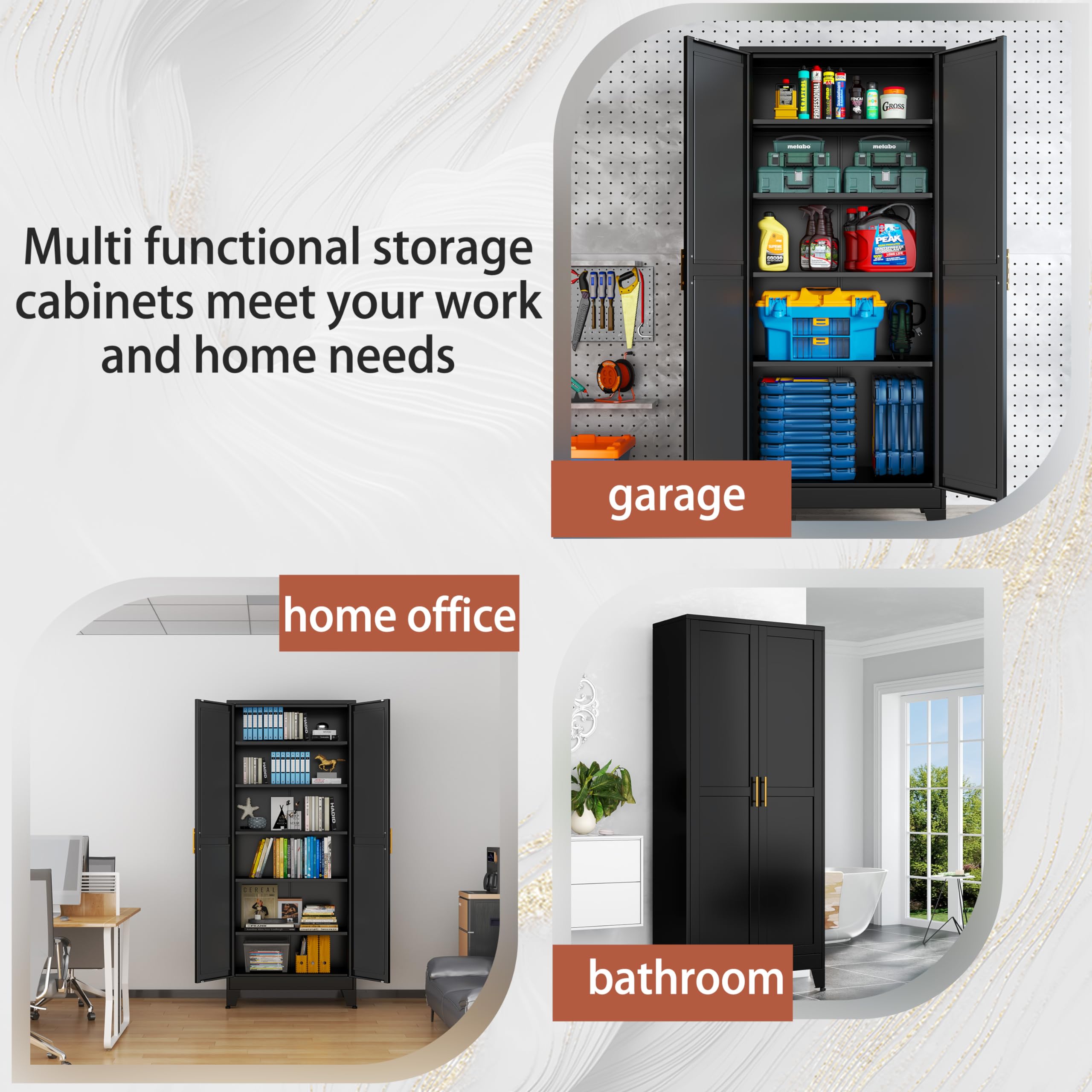 Kitchen Pantry Storage Cabinet with Doors & Adjustable Shelves - 75