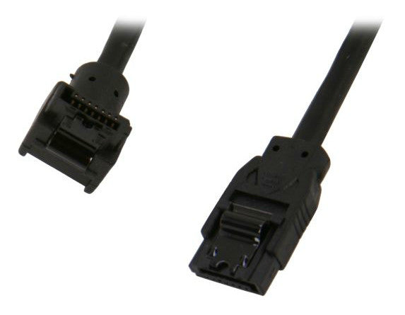 Premium SATA III 6Gbps Data Cable - 10 Inch Black Straight to Right Angle (OK10A3RK12) - Perfect for PC Builds, SSD Upgrades & Internal Storage Expansion