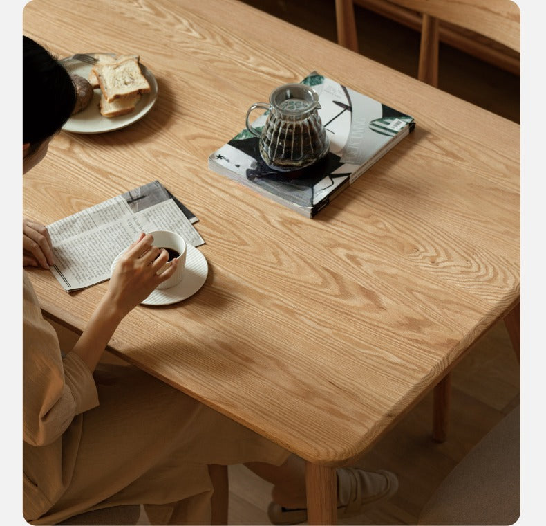 Solid Oak Wood Modern Rocking Dining Table - Perfect for Farmhouse, Rustic & Contemporary Dining Rooms