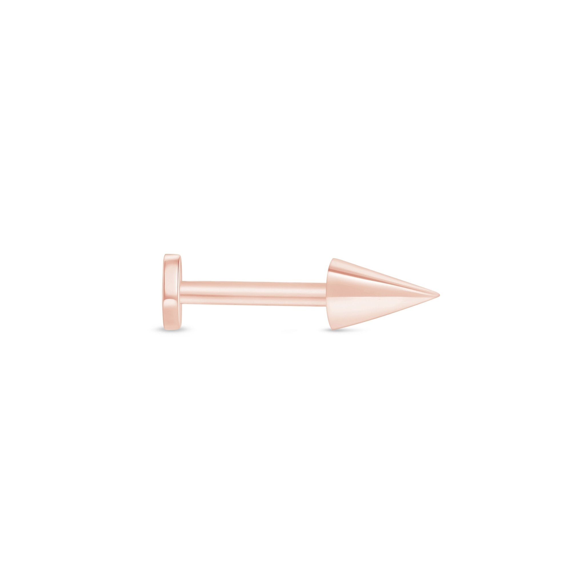 14K Solid Rose Gold Spike Flat Back Stud Earrings for Women - Perfect for Everyday Wear, Parties & Gifting