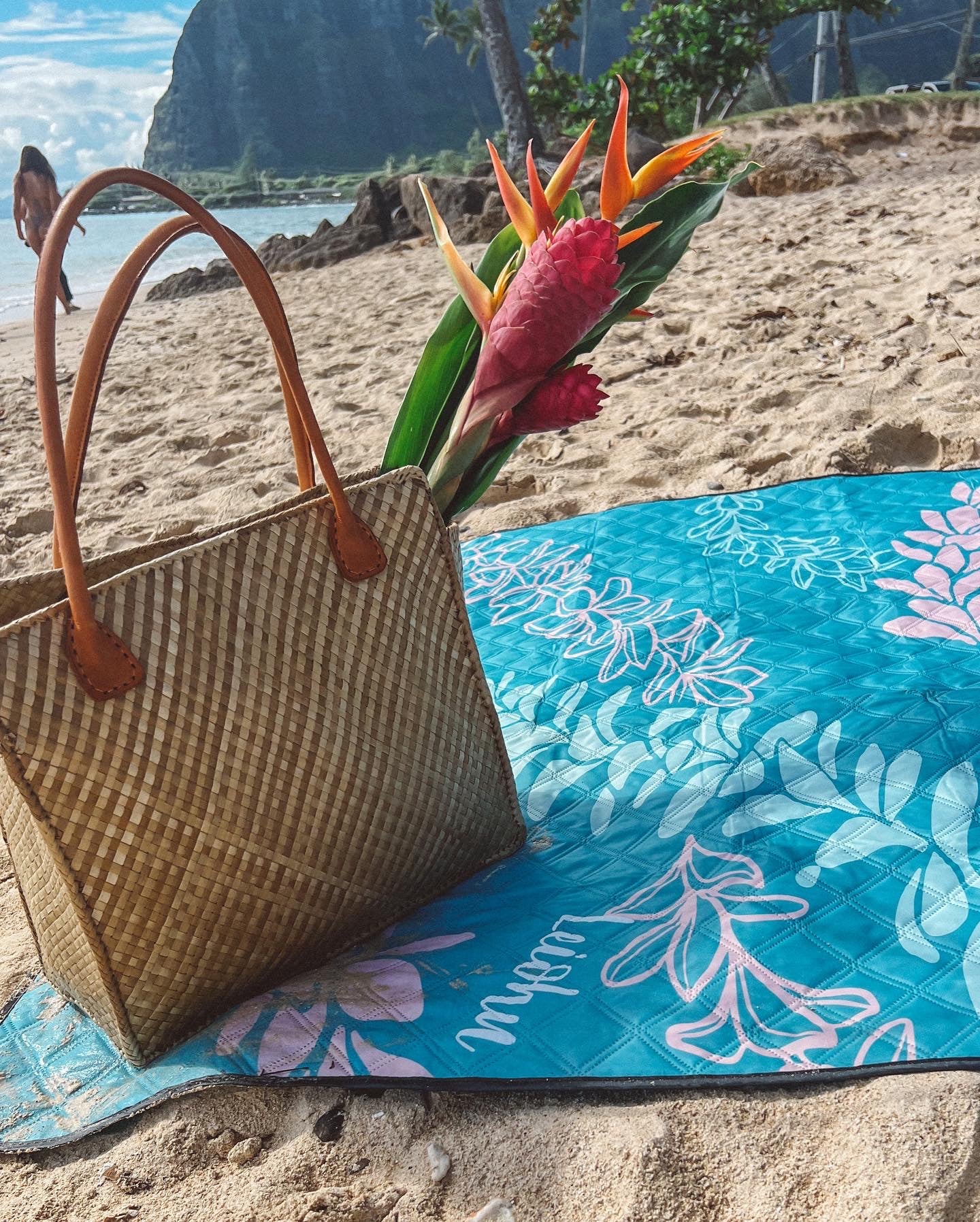 Huaka’i Extra Large Yoga Mat with Groovy Pua Melia Lei Design - Non-Slip, Eco-Friendly for Yoga, Pilates, and Home Workouts