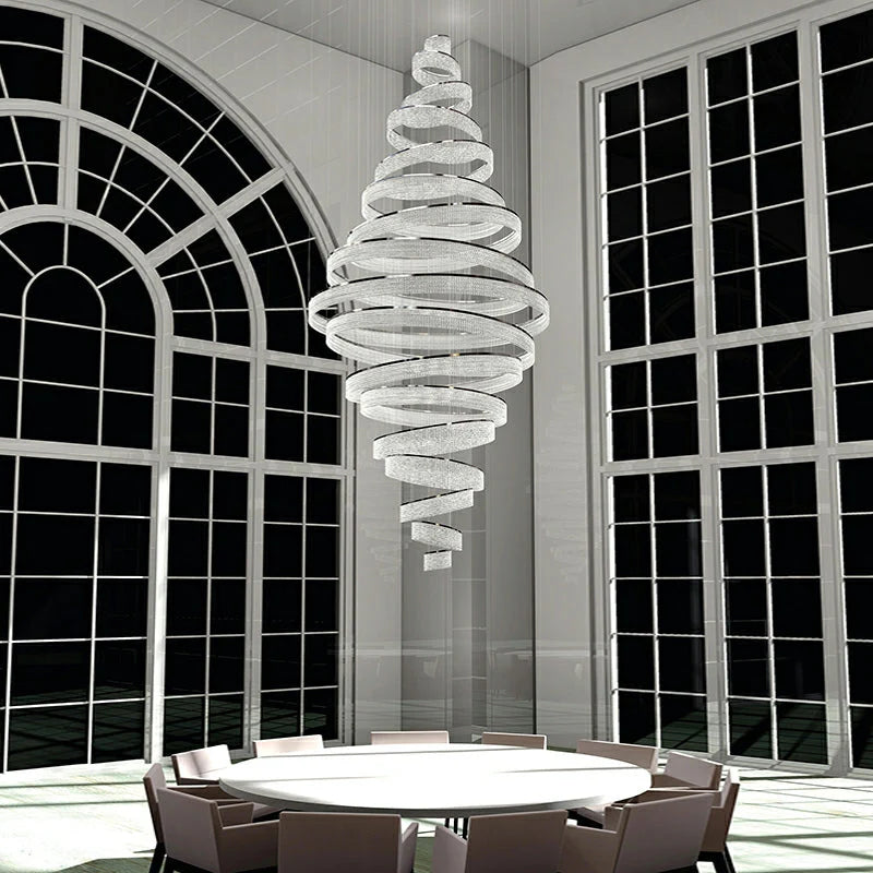 Extra Large Crystal Tassel Chandelier - Elegant Long Tassel Rings Lighting Fixture for High Ceiling Living Room, Staircase & Entryway - Perfect for Luxury Home Decor, Wedding Venues & Hotel Lobbies