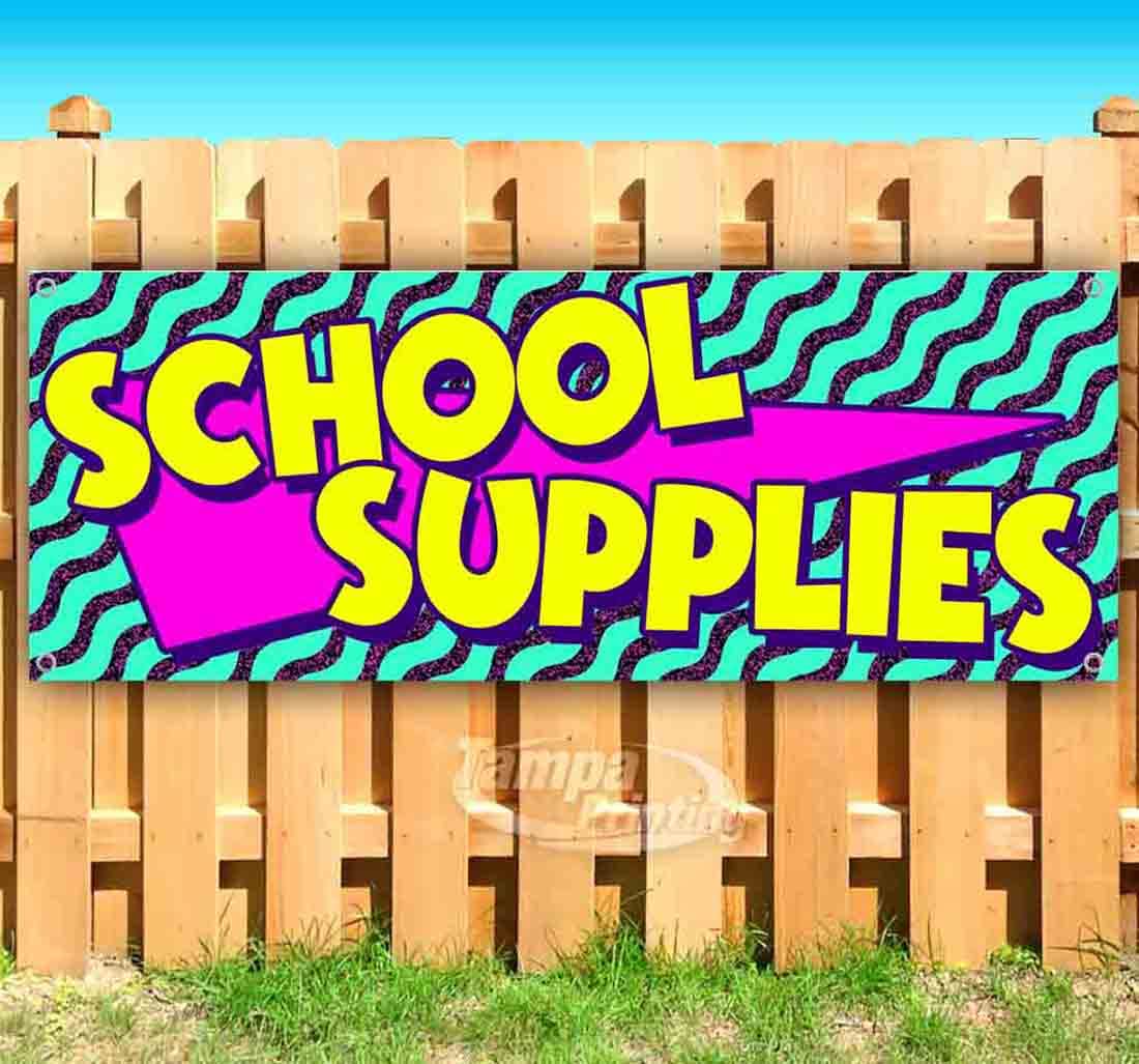 13 oz Heavy-Duty Vinyl School Supplies Banner - Non-Fabric, Single-Sided with Metal Grommets - Perfect for Classroom Decor, School Events & Teacher Organization