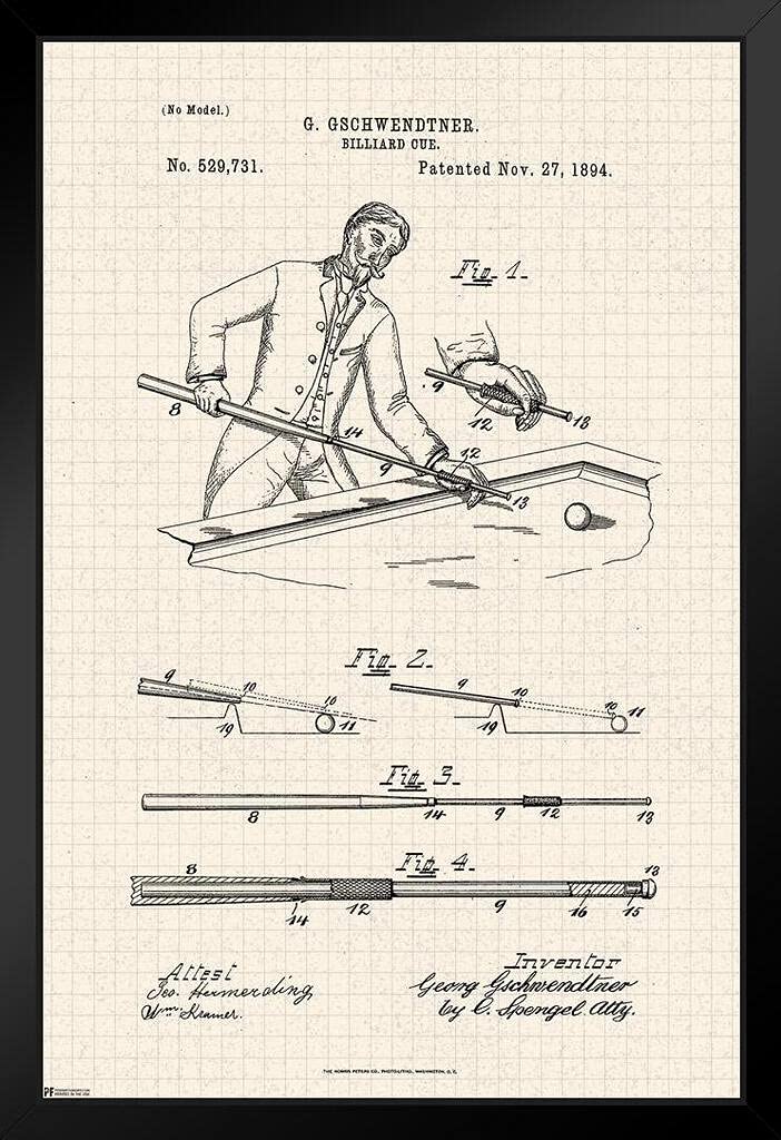 Premium Billiard Cue Pool Table Decor - Vintage Black Wood Framed Wall Art 14x20 for Game Room, Man Cave & Sports Bar Decorations | Perfect Gift for Pool Players & Billiards Enthusiasts