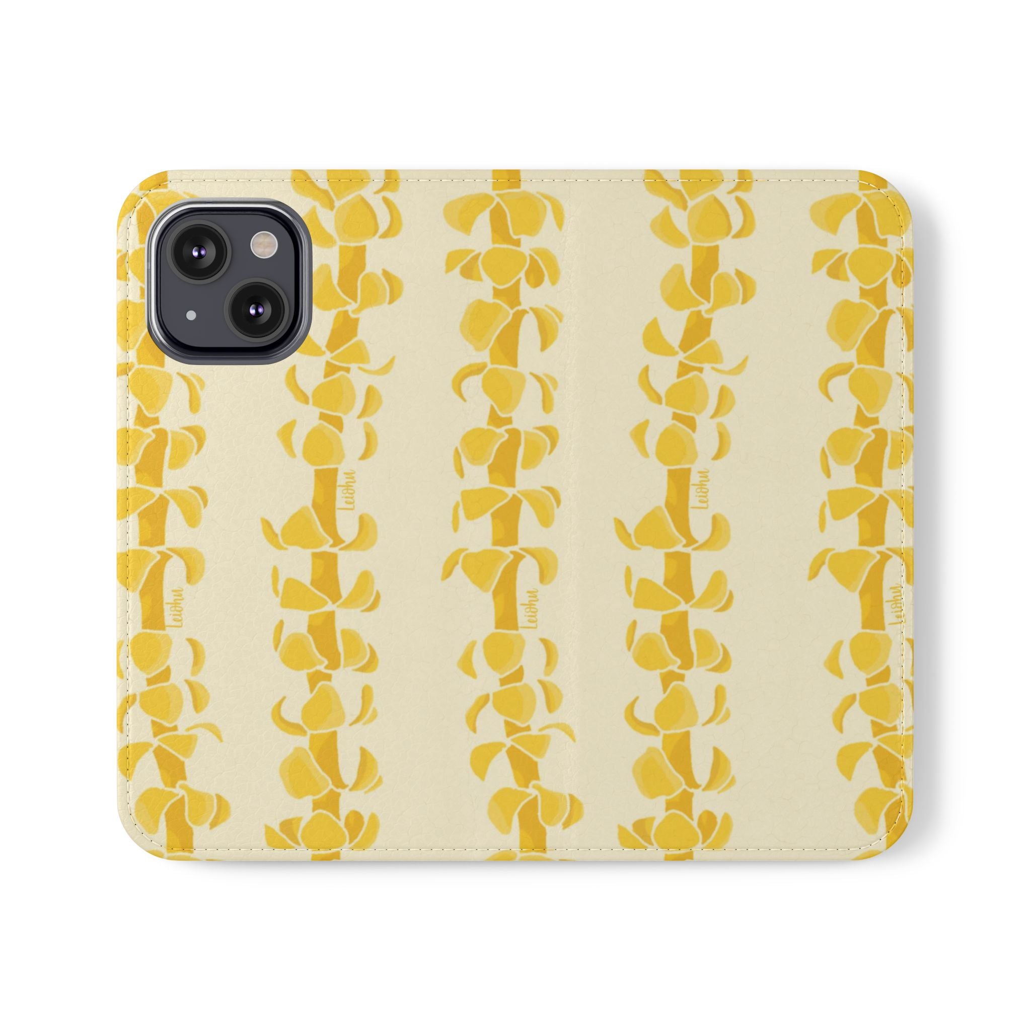 Puakenikeni Lei Folio Case - Premium Hawaiian Flower Phone Cover for iPhone & Samsung | Perfect for Travel, Weddings & Hawaiian-Themed Parties