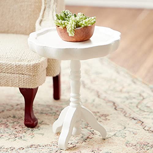 White Pie Crust Table - Miniature Dollhouse Furniture for DIY Crafts, Baking Displays & Home Decor