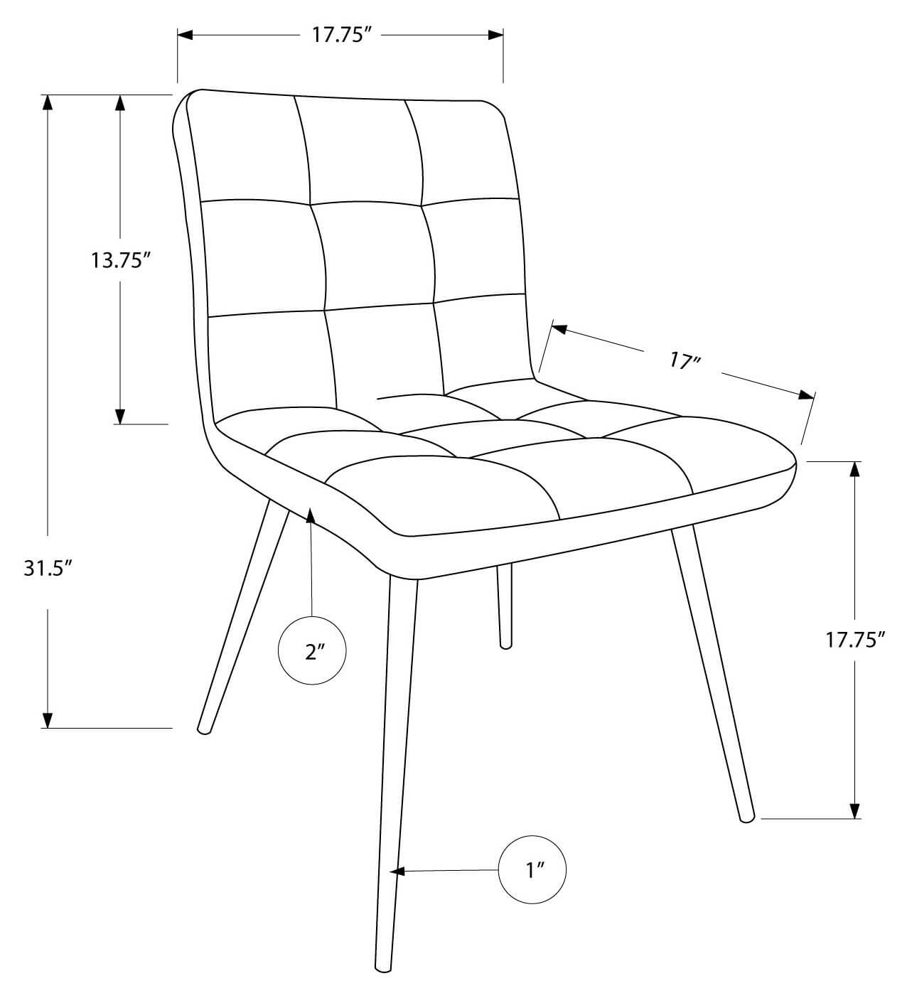 32H Grey Faux Leather Dining Chairs Set of 2 - Modern PU Leather Kitchen Chairs for Dining Room, Restaurant & Home Decor