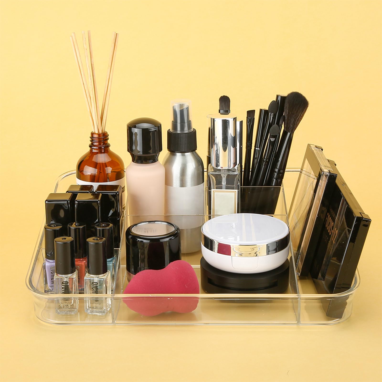 SUNFICON Makeup Organizer with Trays - Cosmetic Storage Box & Vanity Organizer Set for Makeup Brushes, Lipsticks, and Skincare | Perfect for Bathroom Countertops, Dressing Tables, and Travel