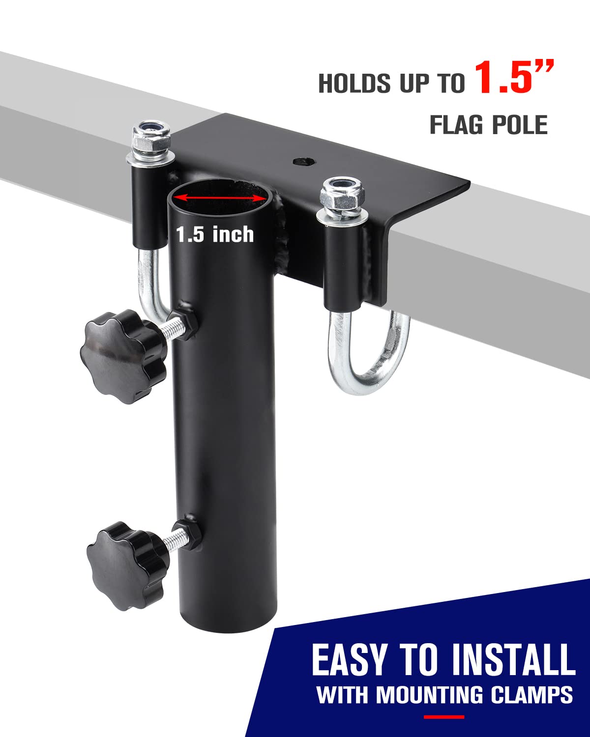 Universal No Drill Truck Bed Flag Pole Mount - Fits 1.5