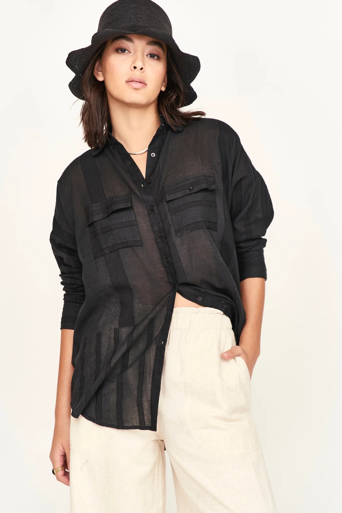 Kyoto Shirt for Men - Premium Black Cotton Button Down Shirt | Business Casual & Office Wear