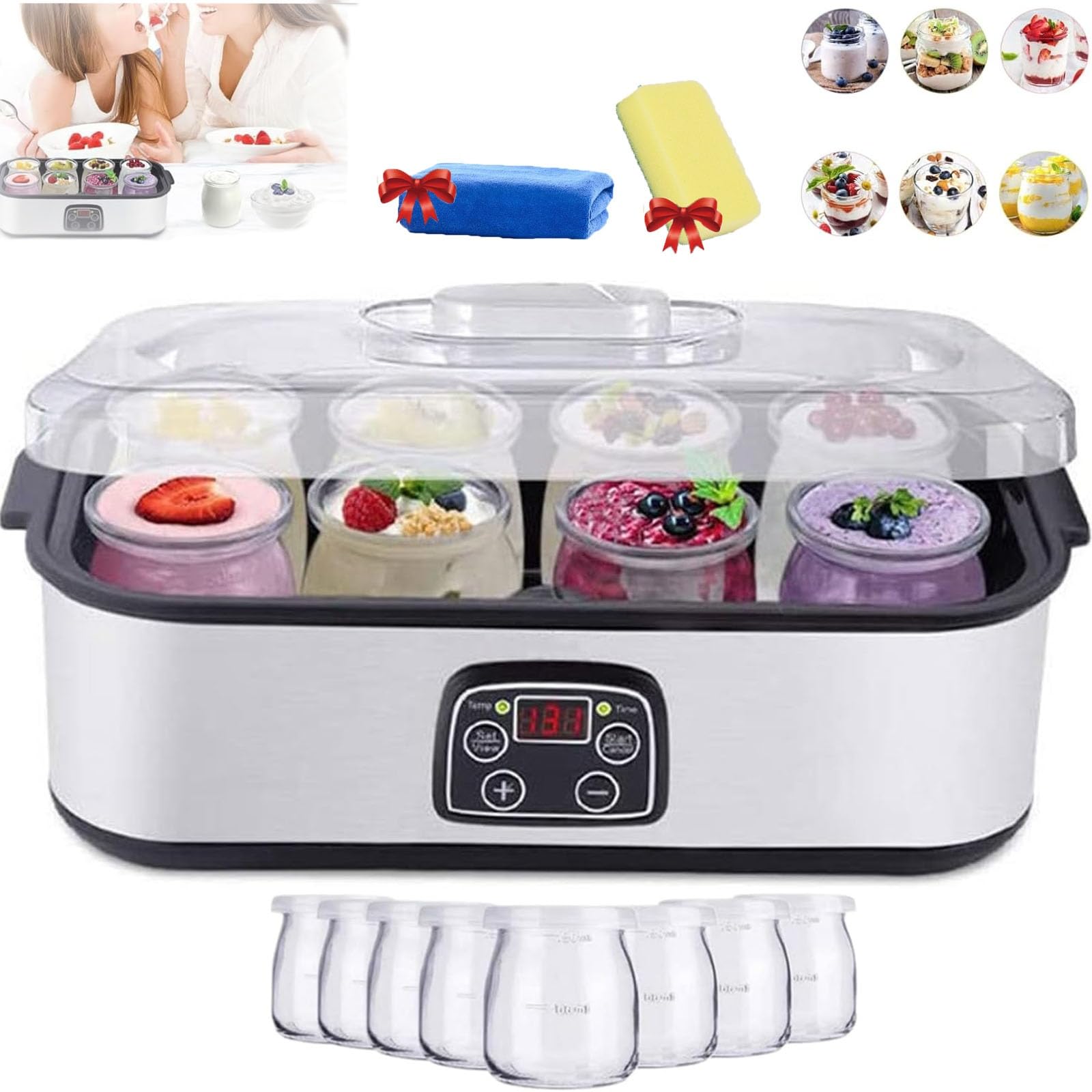 Best Electric Yogurt Maker Machine with Adjustable Temperature & Time Control - 36-Hour Probiotic Yogurt Maker for Homemade Yogurt - Perfect for Healthy Breakfast, Snacks & Gut Health