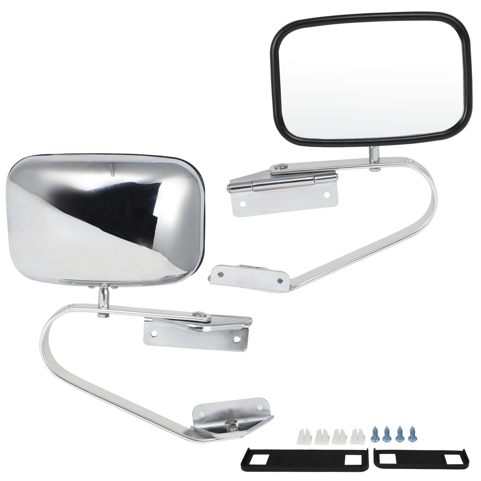 SCITOO Chrome Side View Mirror Pair Replacement for Ford F150 F250 F350 F450 Ranger Bronco Explorer 1980-1996 - Durable Plastic Truck Pickup Mirrors for Enhanced Visibility & Safety While Driving